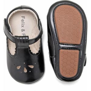 Soft Sole Baby Shoes – Infant Baby Walking Shoes Moccasins Rubber Sole Crib Shoes(B8710-black)
