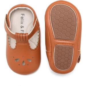 Soft Sole Baby Shoes – Infant Baby Walking Shoes Moccasins Rubber Sole Crib Shoes(B8710-brown)
