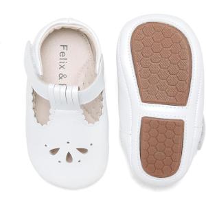 Soft Sole Baby Shoes – Infant Baby Walking Shoes Moccasins Rubber Sole Crib Shoes(B8710-white)
