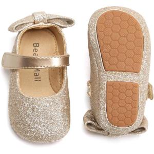 Soft Sole Baby Shoes – Infant Baby Walking Shoes Moccasins Rubber Sole Crib Shoes(Giltter Gold)