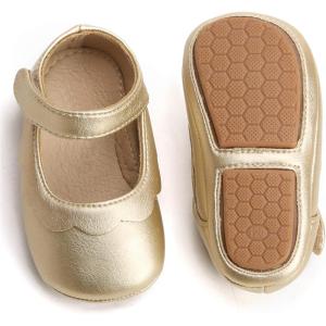 Soft Sole Baby Shoes – Infant Baby Walking Shoes Moccasins Rubber Sole Crib Shoes(Golden)
