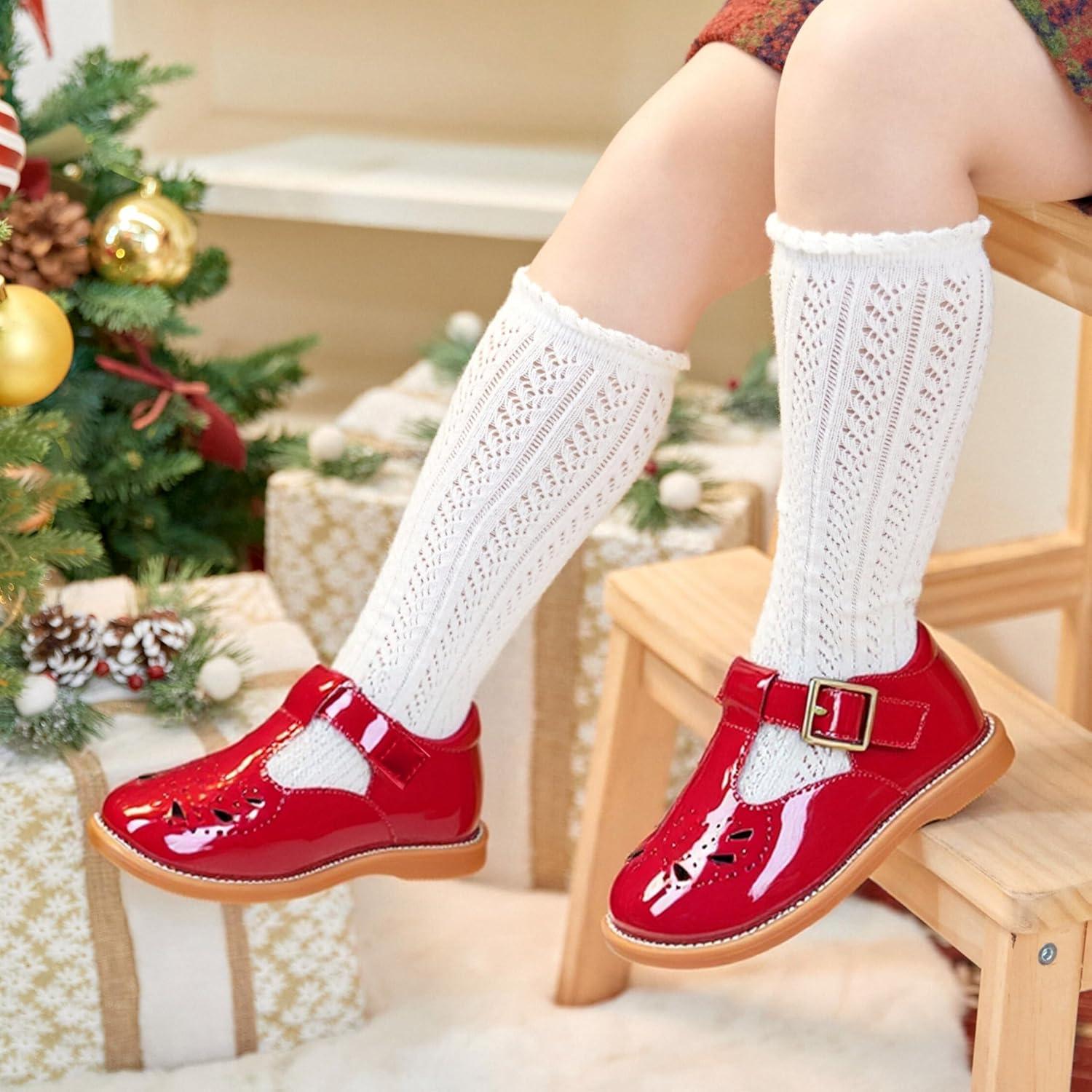 imageFelix amp Flora Toddler Little Girl Mary Jane Dress Shoes Ballet Flats for Easter Flower Girl Party School ShoesB345red