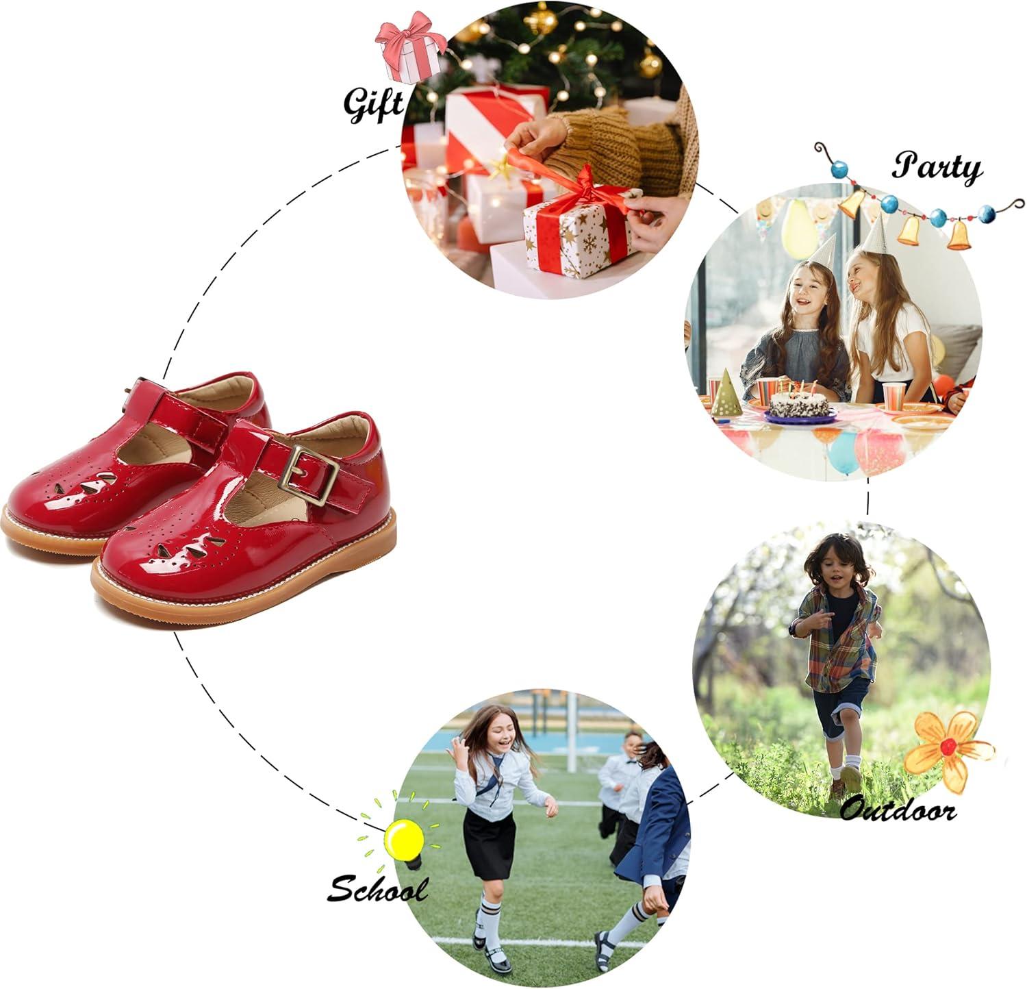 imageFelix amp Flora Toddler Little Girl Mary Jane Dress Shoes Ballet Flats for Easter Flower Girl Party School ShoesB345red