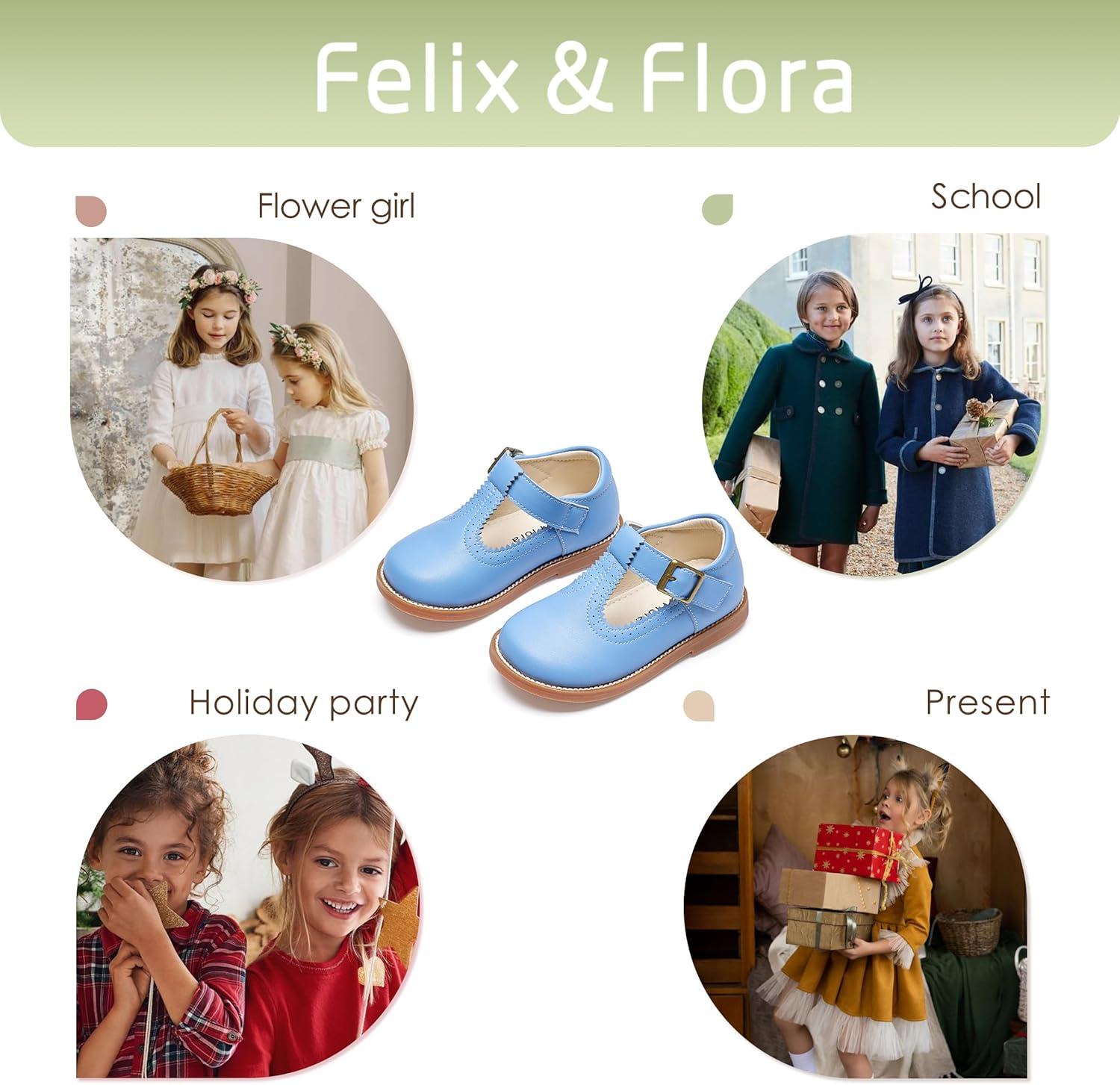 imageFelix amp Flora Toddler Little Girl Mary Jane Dress Shoes Ballet Flats for Easter Flower Girl Party School ShoesB348blue