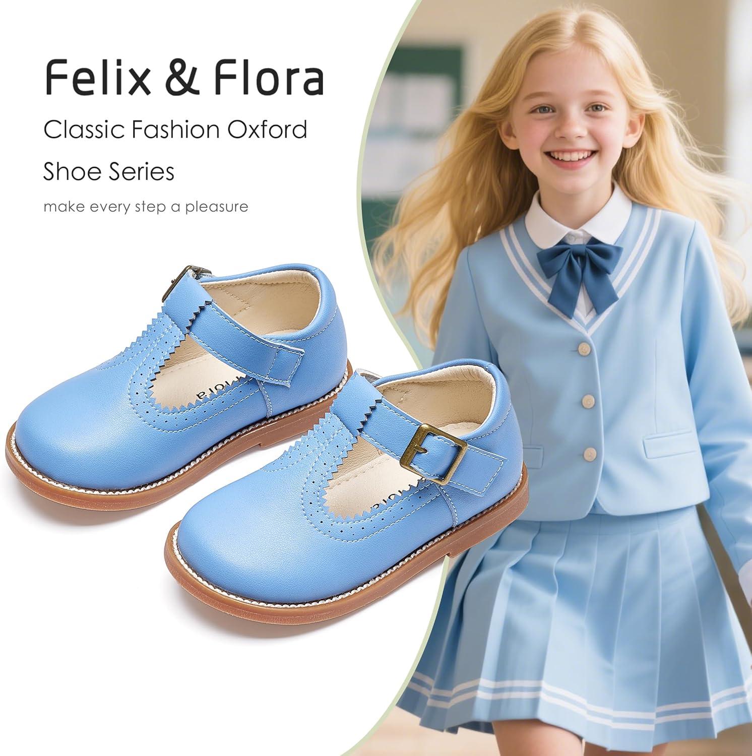 imageFelix amp Flora Toddler Little Girl Mary Jane Dress Shoes Ballet Flats for Easter Flower Girl Party School ShoesB348blue