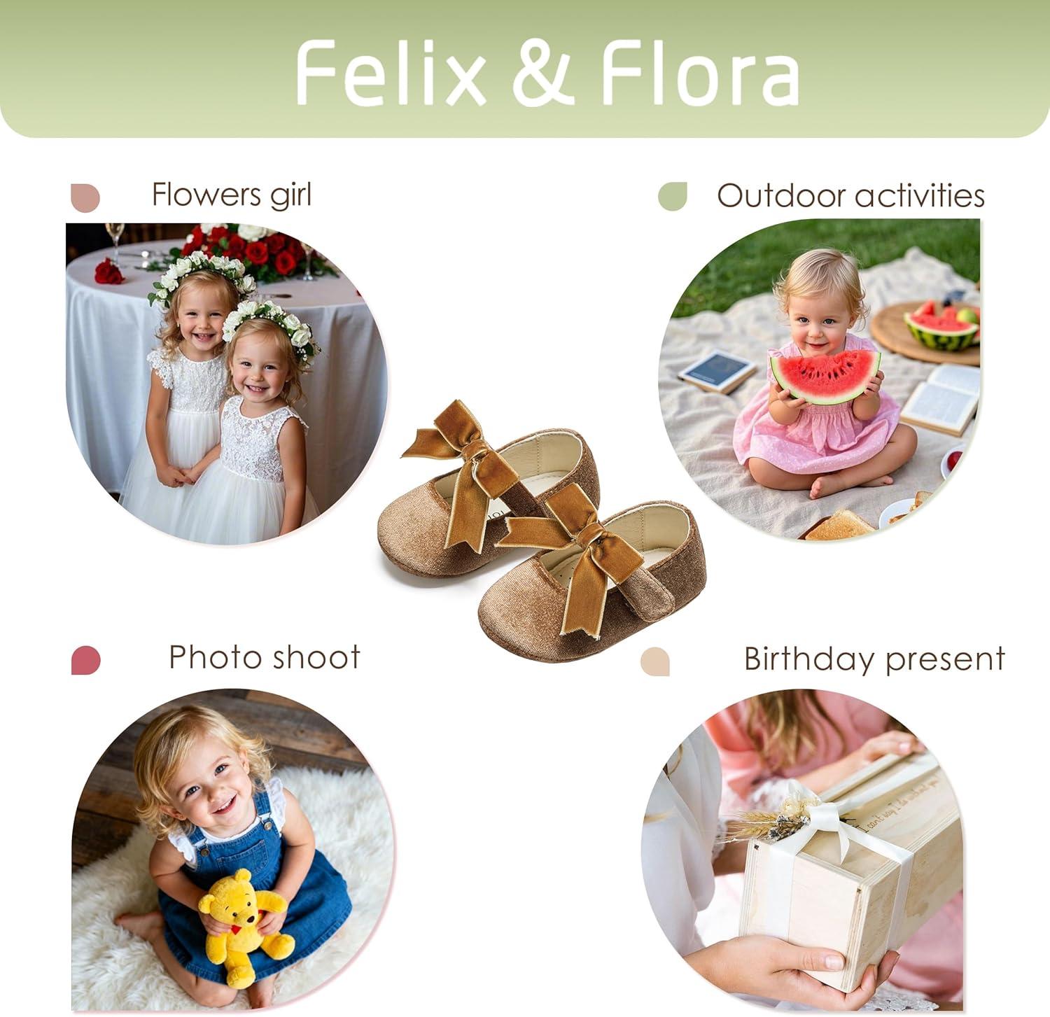 imageFelix amp Flora Soft Sole Baby Shoes Infant Baby Girls Ballet Flats Moccasinss Rubber Sole Walking Crib ShoesBn38brown