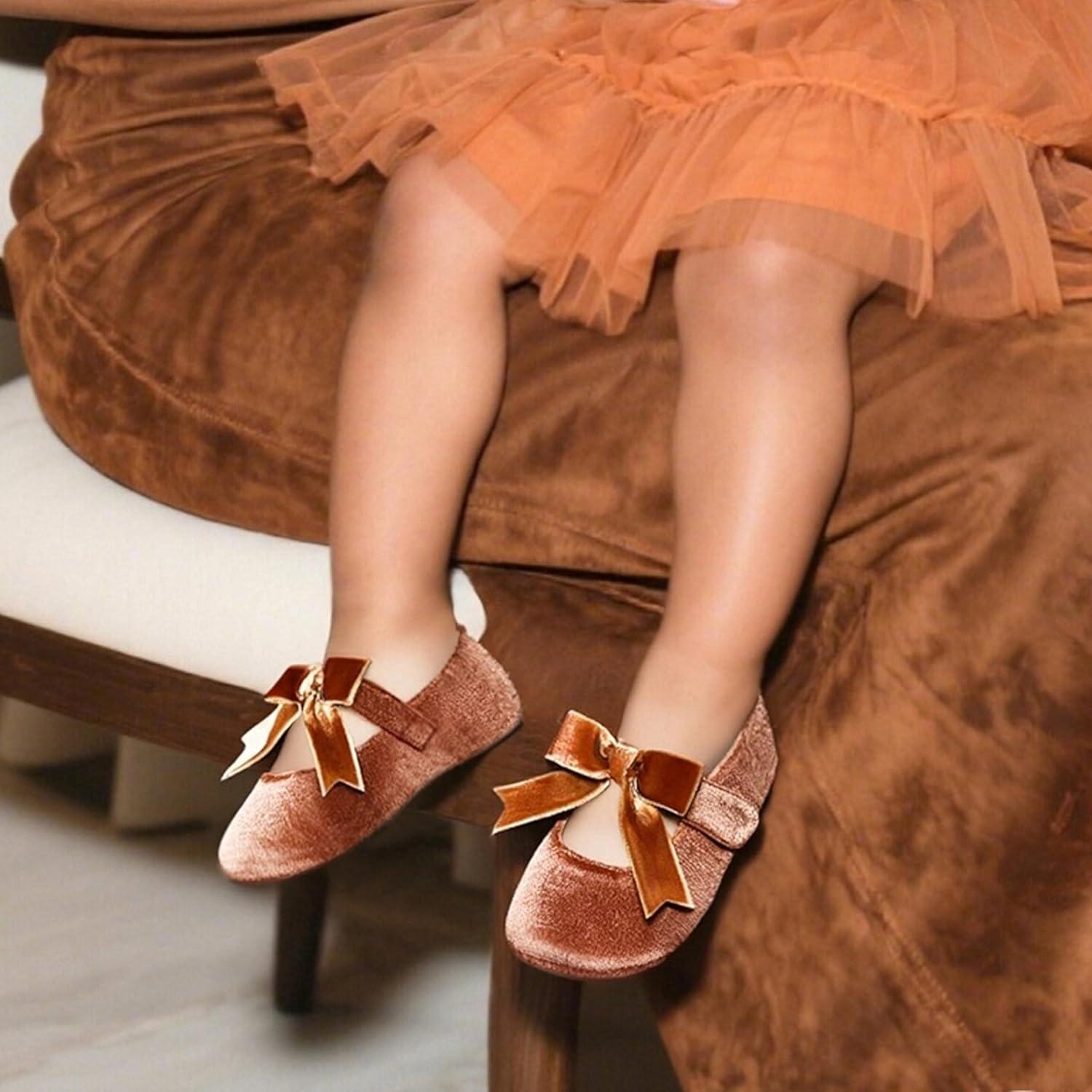 imageFelix amp Flora Soft Sole Baby Shoes Infant Baby Girls Ballet Flats Moccasinss Rubber Sole Walking Crib ShoesBn38brown