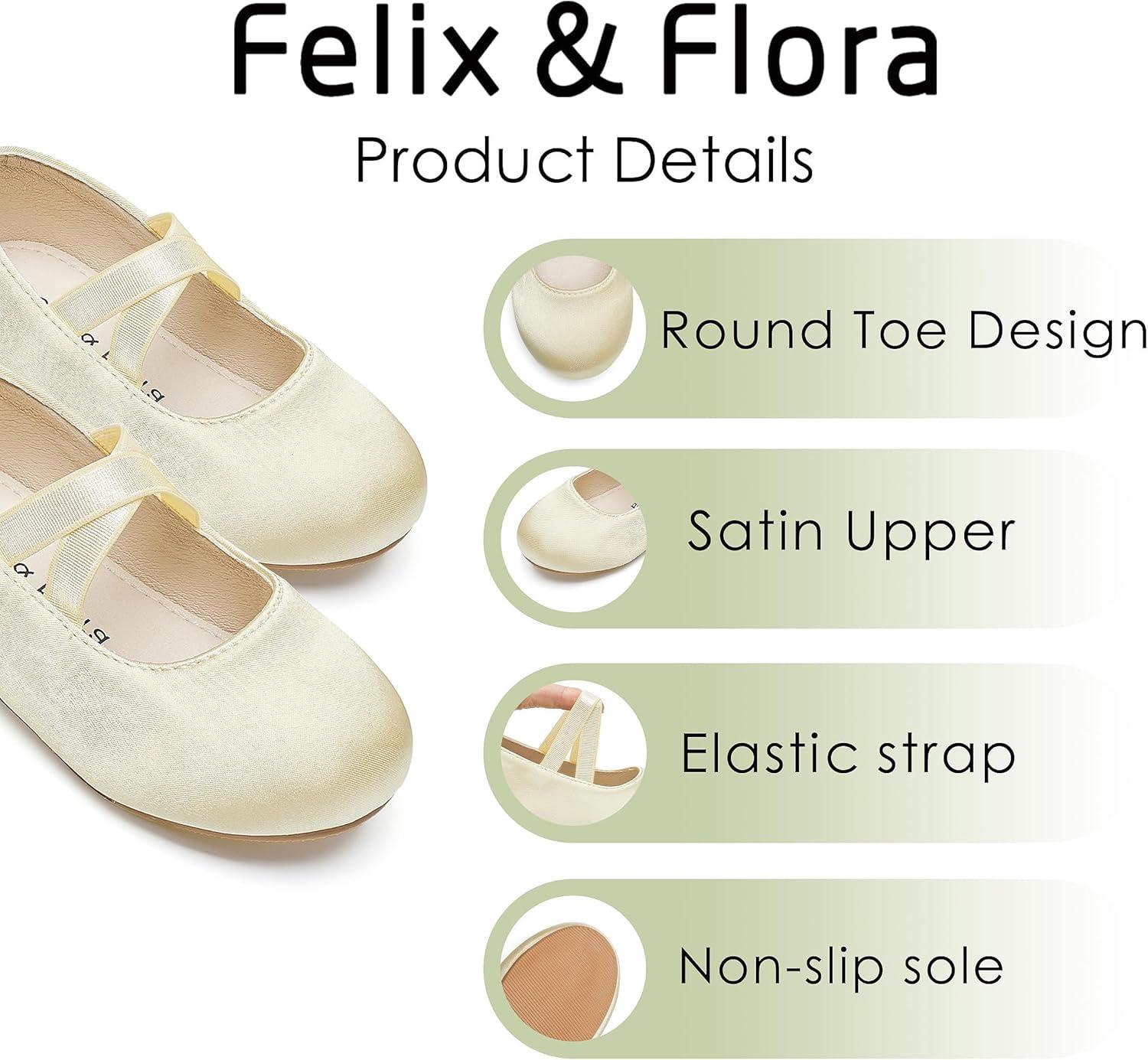 imageFelix amp Flora Toddler Girl Dress Shoes Flower Girl Ballet Mary Jane Flats Party School WeddingBf09s Champagne Gold