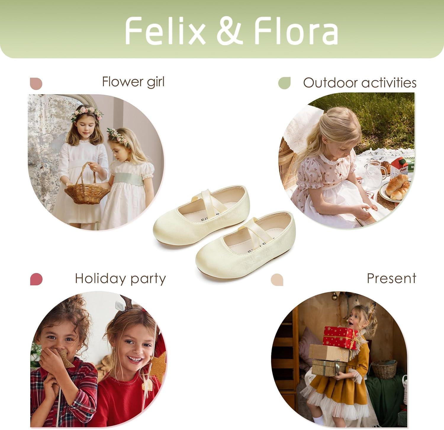 imageFelix amp Flora Toddler Girl Dress Shoes Flower Girl Ballet Mary Jane Flats Party School WeddingBf09s Champagne Gold
