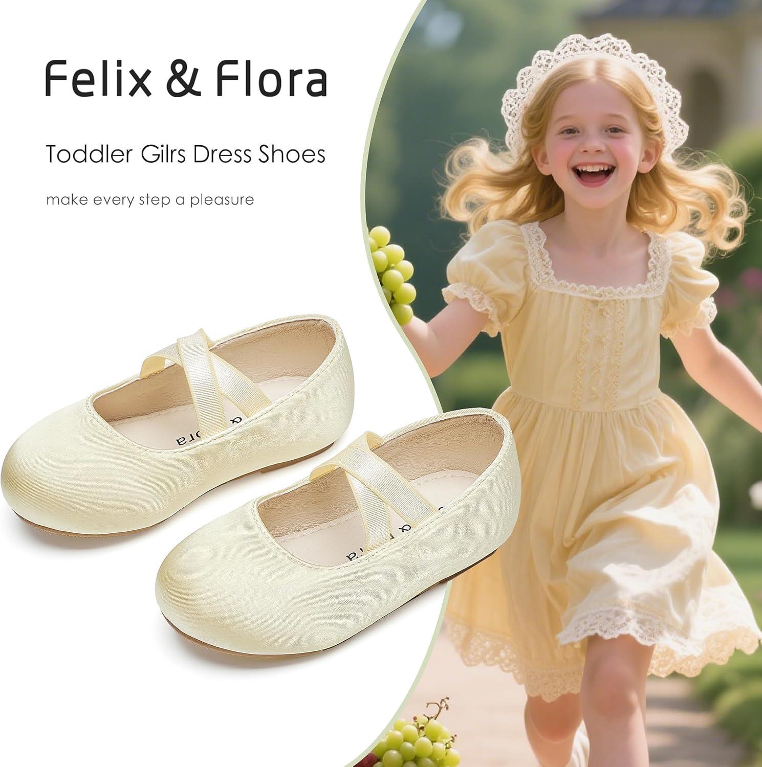 imageFelix amp Flora Toddler Girl Dress Shoes Flower Girl Ballet Mary Jane Flats Party School WeddingBf09s Champagne Gold