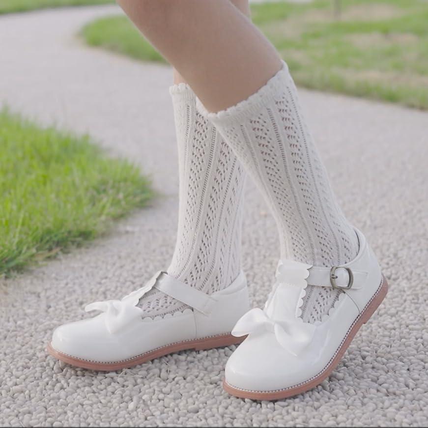 imageFelix amp Flora Toddler Little Girl Mary Jane Dress Shoes Ballet Flats for Girl Party School ShoesB399white