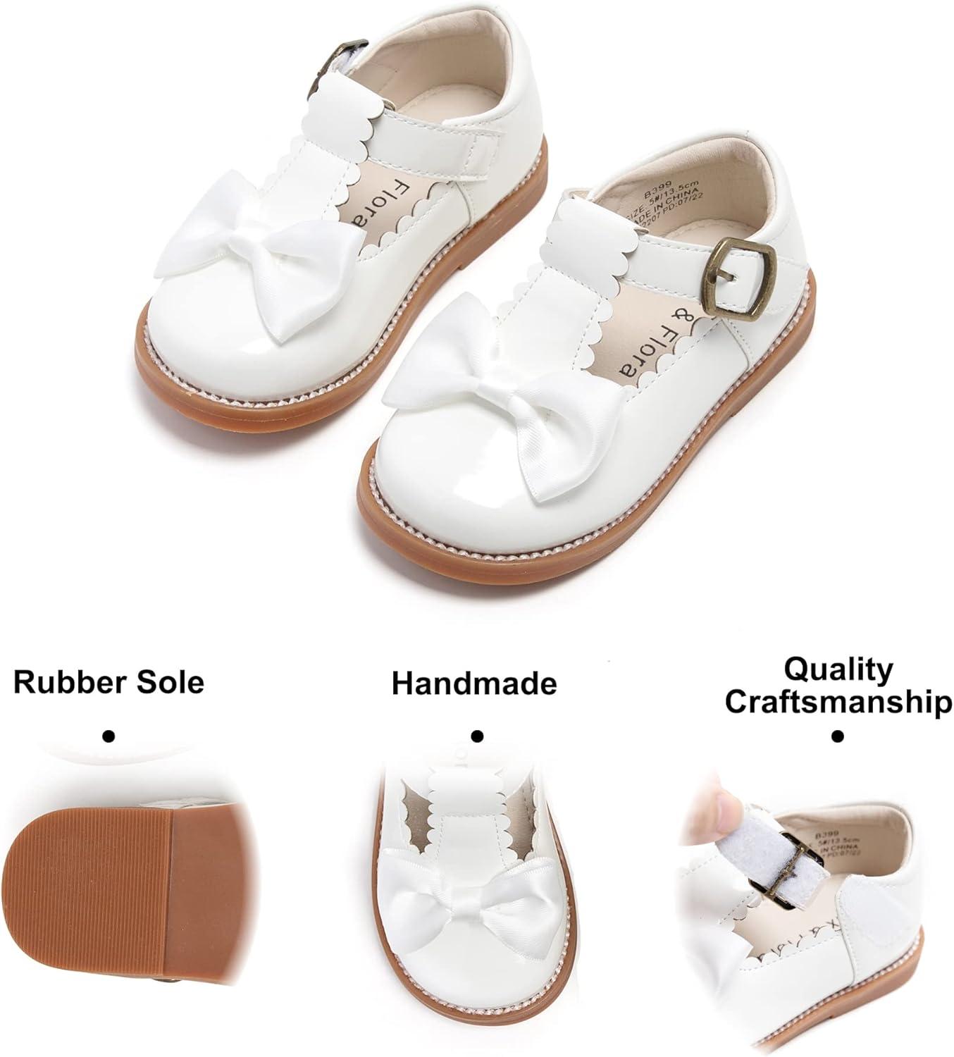 imageFelix amp Flora Toddler Little Girl Mary Jane Dress Shoes Ballet Flats for Girl Party School ShoesB399white