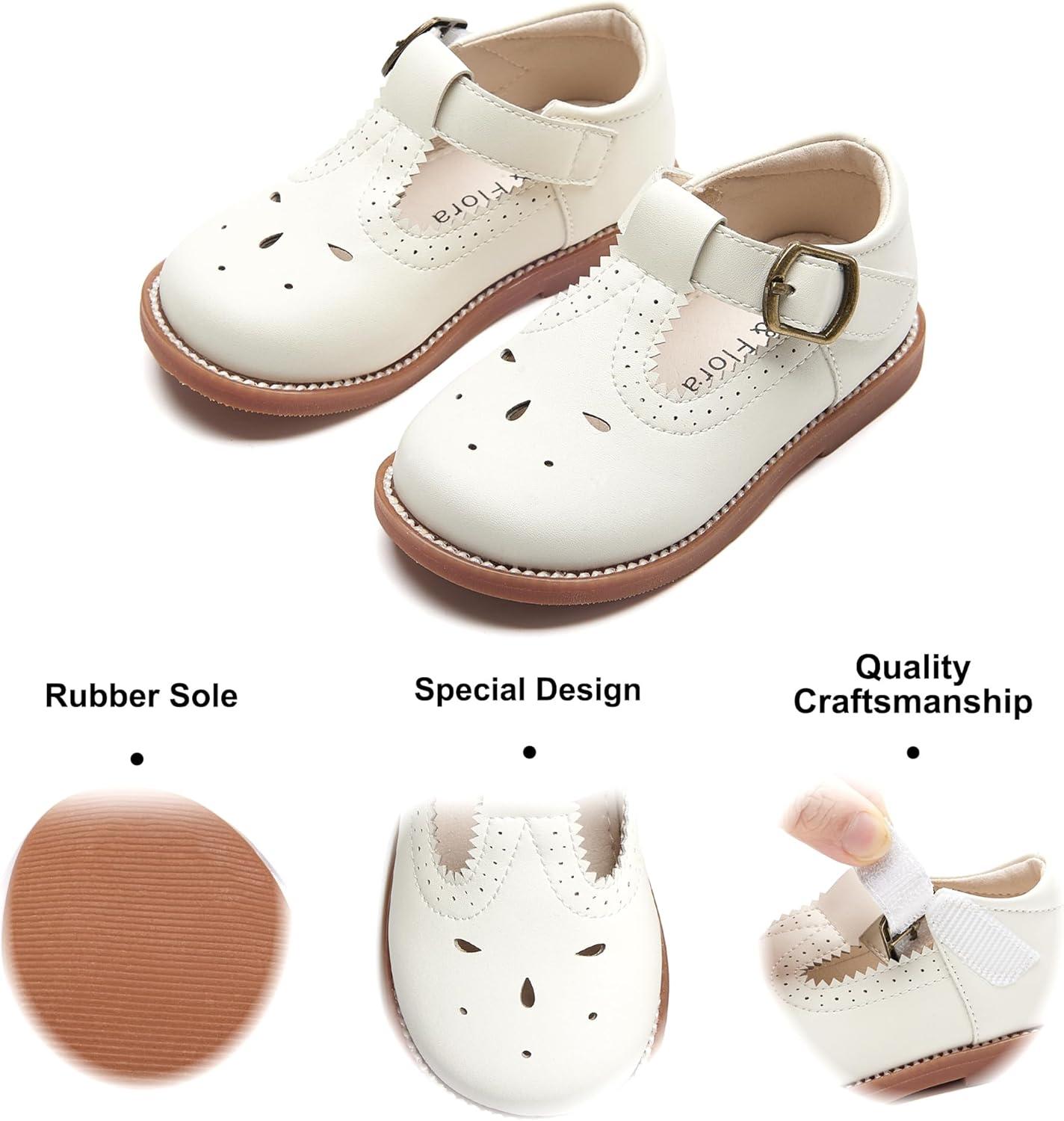imageFelix amp Flora Toddler Little Girl Mary Jane Dress Shoes Ballet Flats for Girl Party School ShoesB409ivory White