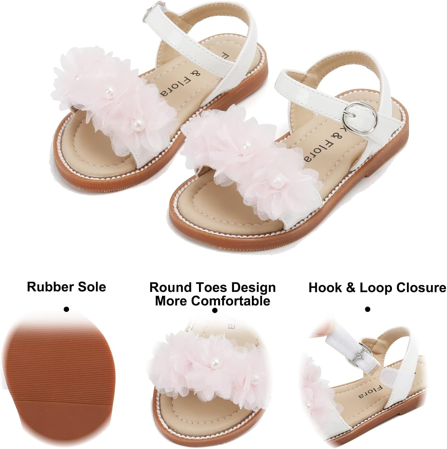 image:imageFelix amp Flora Toddler Girl Sandals Little Girl Easter Dress Shoes Lightweight Open Toe Beach Holiday FlatsBc279pink