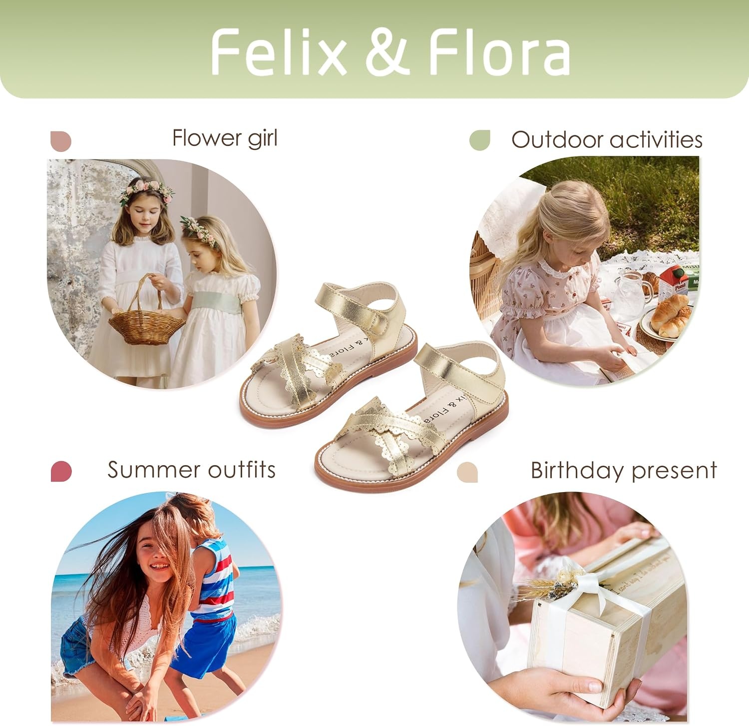 image:imageFelix amp Flora Toddler Girl Sandals Little Girl Easter Dress Shoes Lightweight Open Toe Beach Holiday FlatsBc286bright Gold