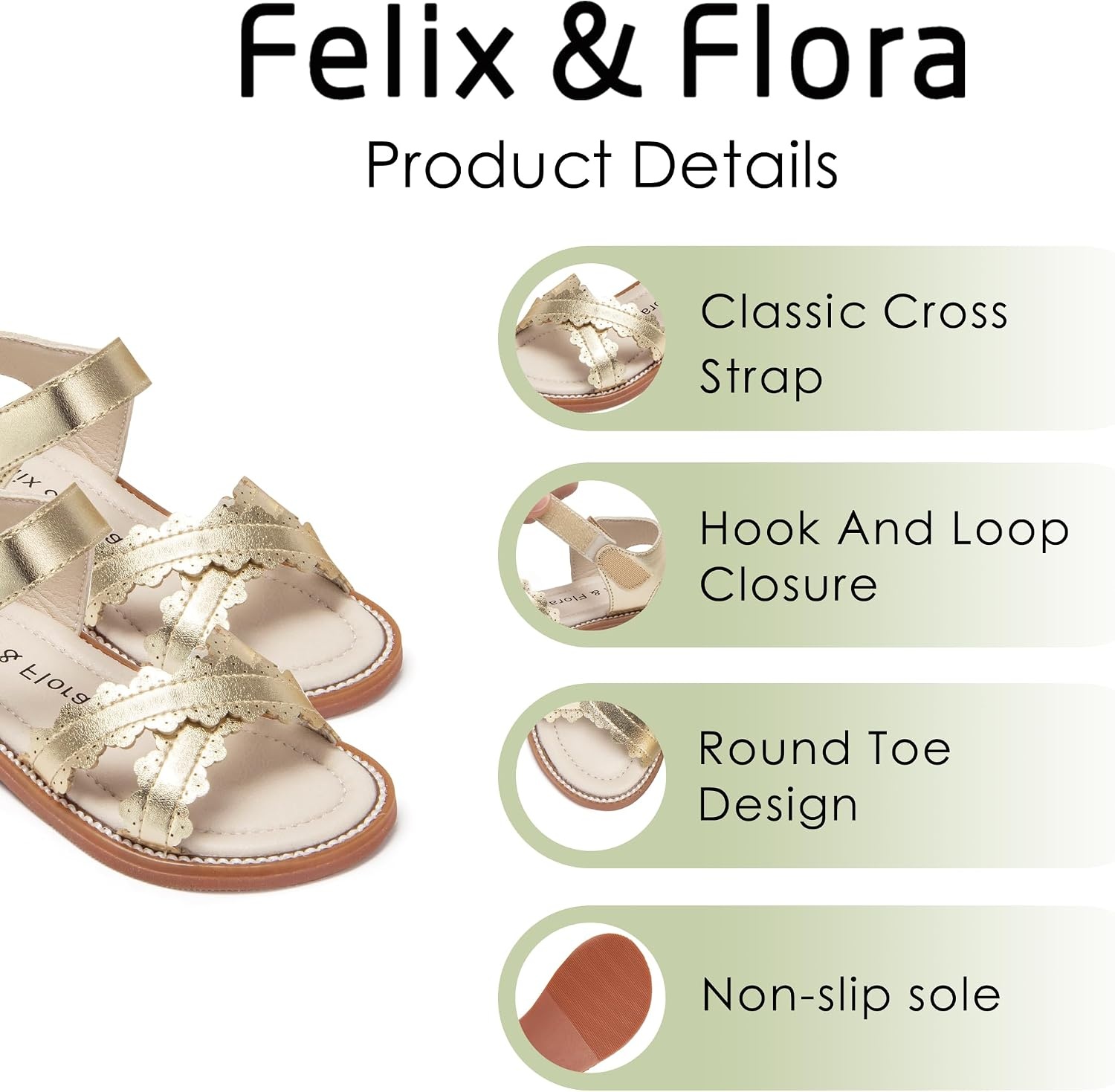 image:imageFelix amp Flora Toddler Girl Sandals Little Girl Easter Dress Shoes Lightweight Open Toe Beach Holiday FlatsBc286bright Gold