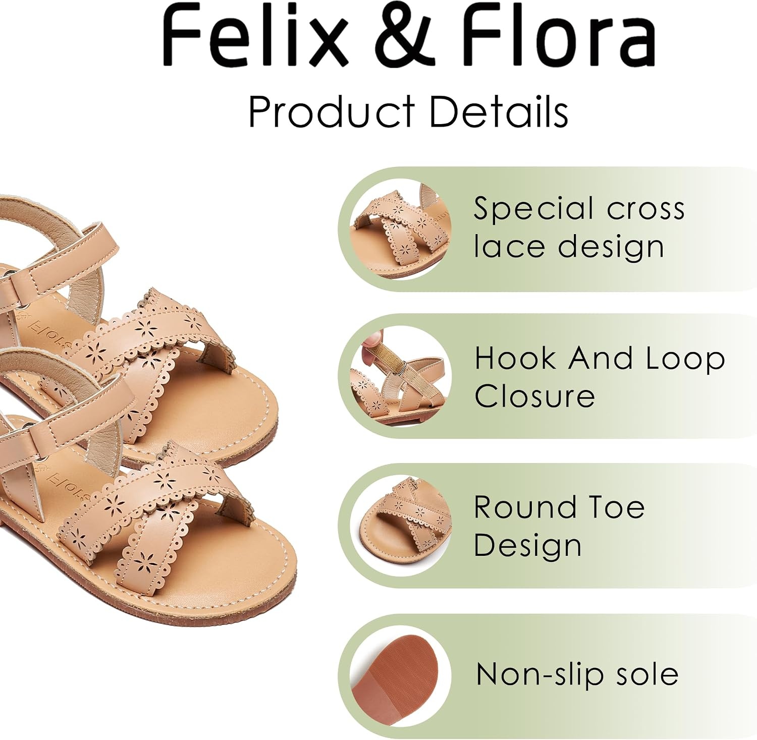 image:imageFelix amp Flora Toddler Girl Sandals Little Girl Easter Dress Shoes Lightweight Open Toe Beach Holiday FlatsBc309nude