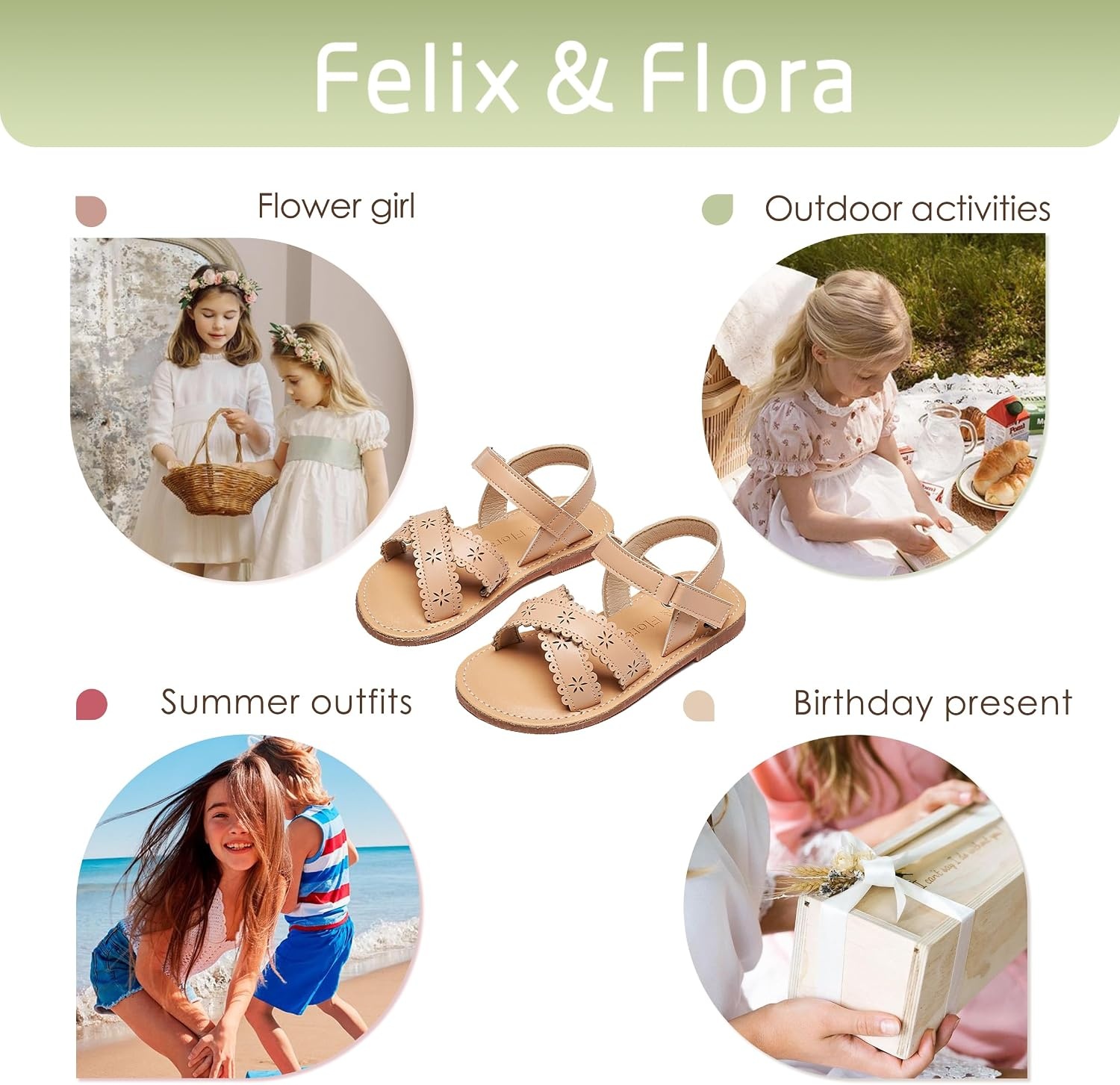 image:imageFelix amp Flora Toddler Girl Sandals Little Girl Easter Dress Shoes Lightweight Open Toe Beach Holiday FlatsBc309nude