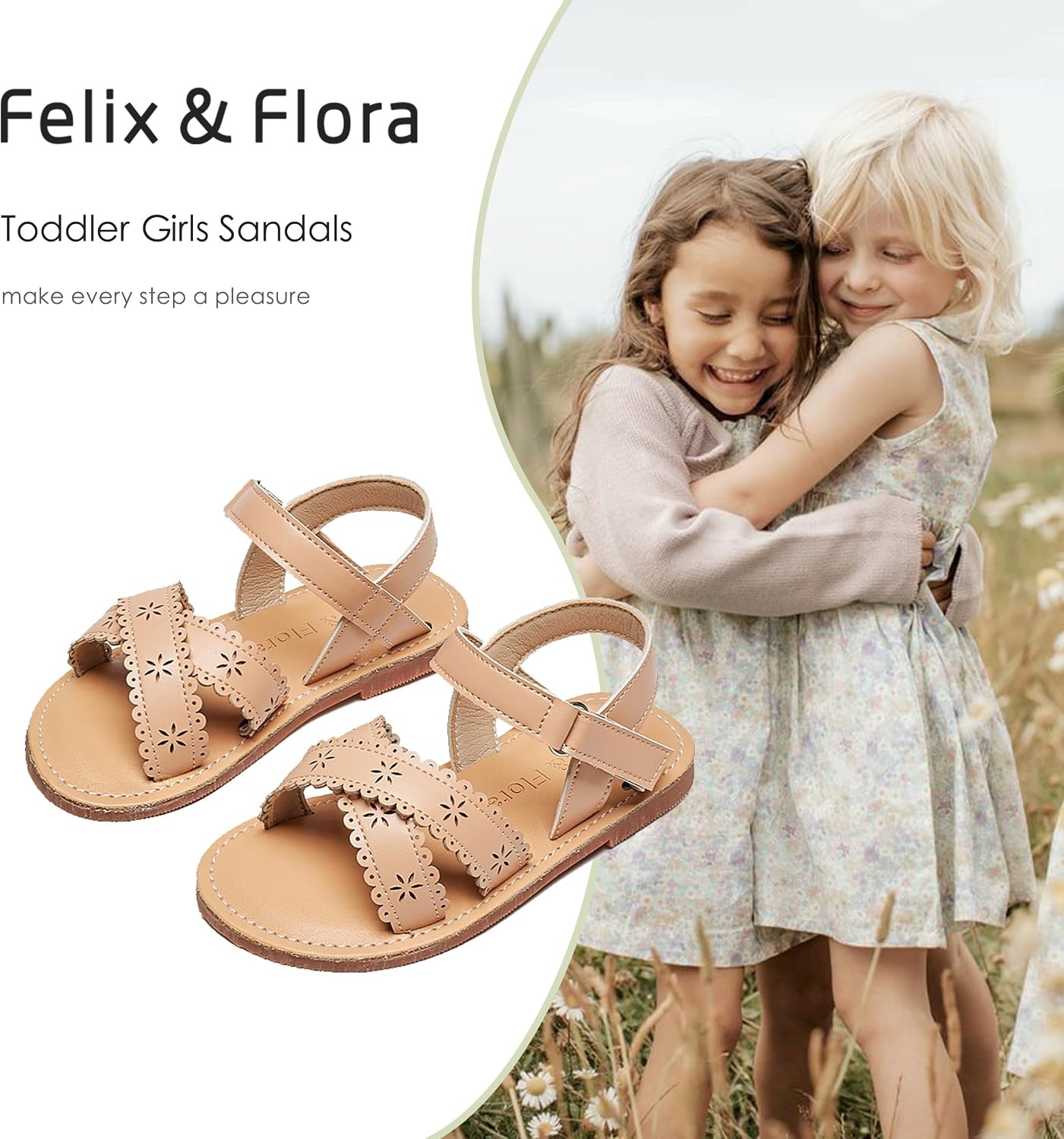 image:imageFelix amp Flora Toddler Girl Sandals Little Girl Easter Dress Shoes Lightweight Open Toe Beach Holiday FlatsBc309nude