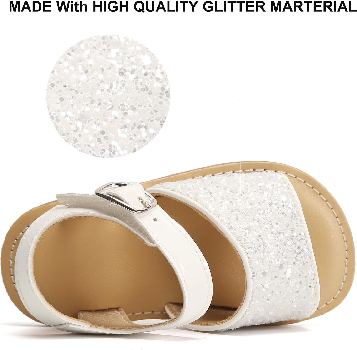 image:imageFelix amp Flora Toddler Girl Sandals Little Girl Easter Dress Shoes Lightweight Open Toe Beach Holiday FlatsGiltter White