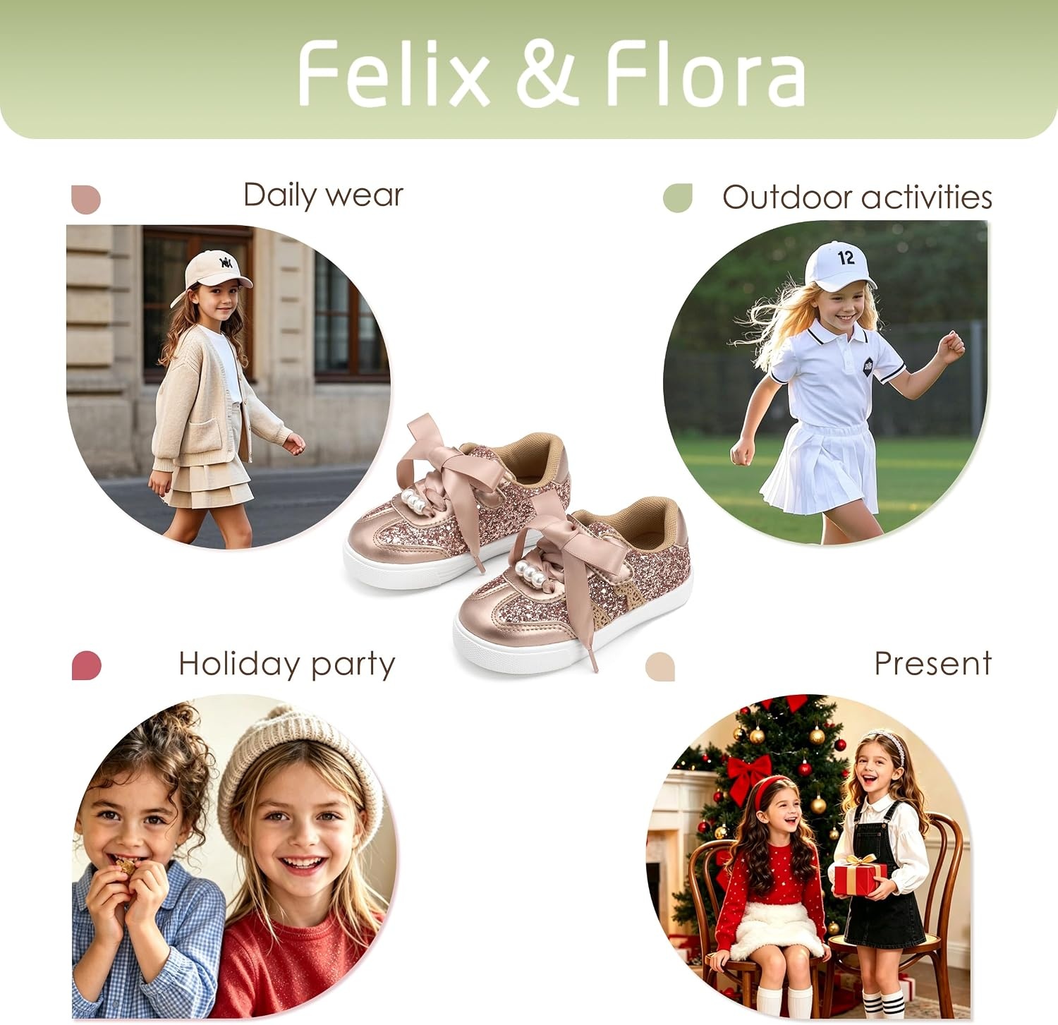 image:imageFelix amp Flora ToddlerLittle Kid Girls Running Shoes Glitter Sneakers Princess Fashion Casual Sports ShoesBs833champagne Pink
