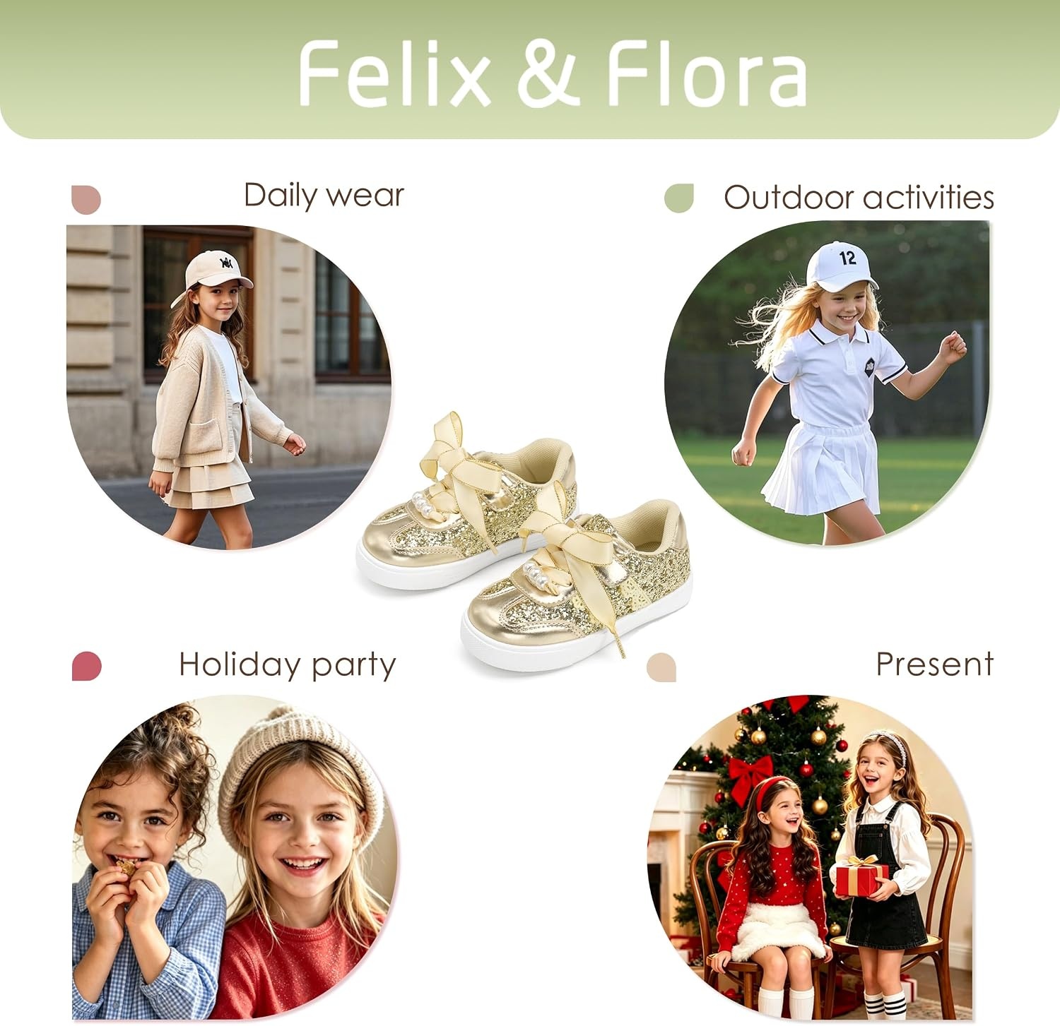 image:imageFelix amp Flora ToddlerLittle Kid Girls Running Shoes Glitter Sneakers Princess Fashion Casual Sports ShoesBs833gold