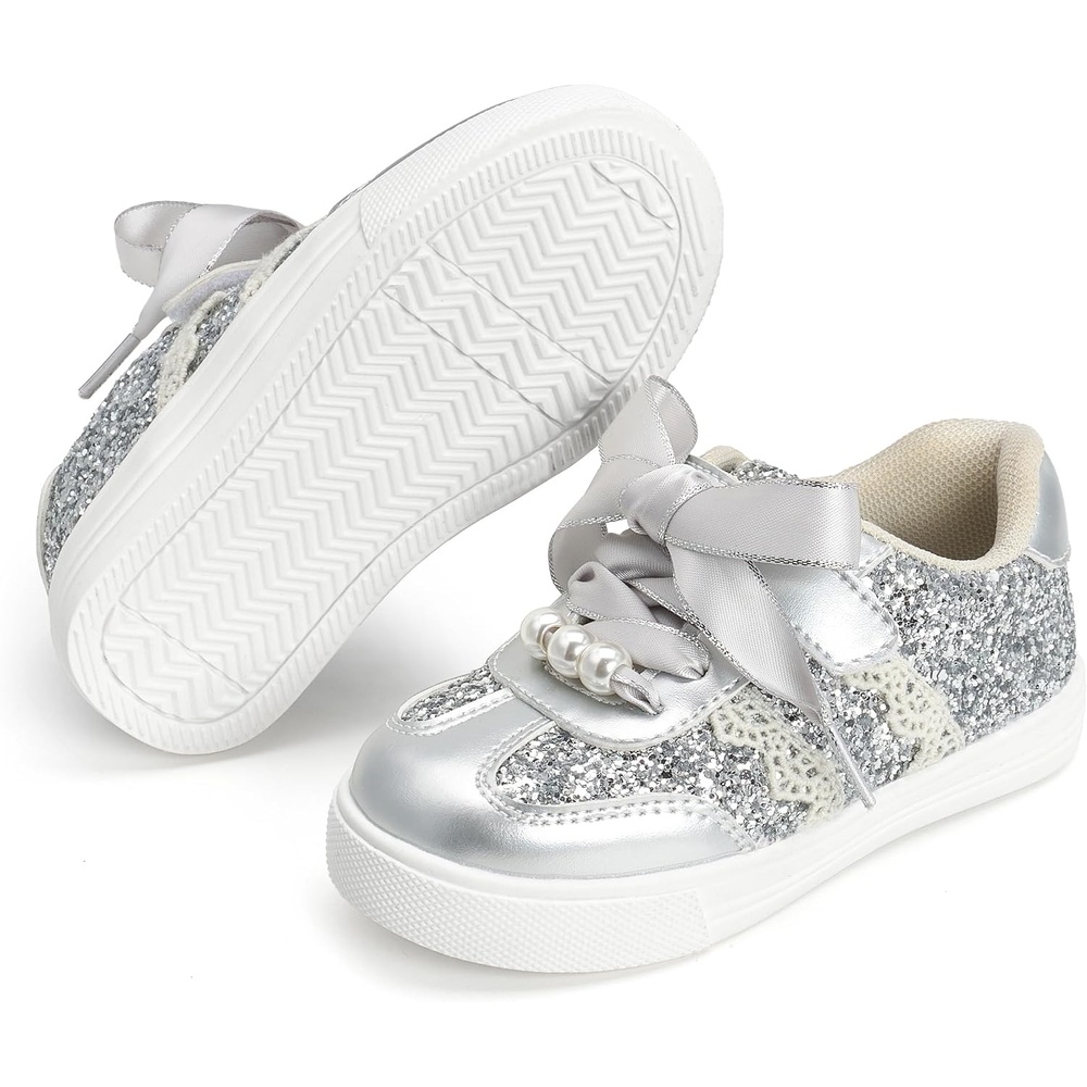 image:imageFelix amp Flora ToddlerLittle Kid Girls Running Shoes Glitter Sneakers Princess Fashion Casual Sports ShoesBs833silver