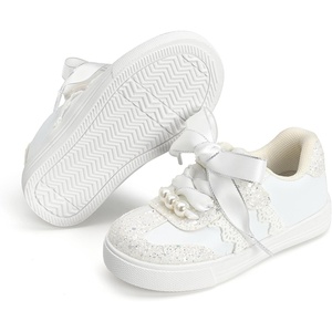 Felix & Flora Toddler/Little Kid Girls Running Shoes Glitter Sneakers Princess Fashion Casual Sports Shoes(Bs833-glitter White)