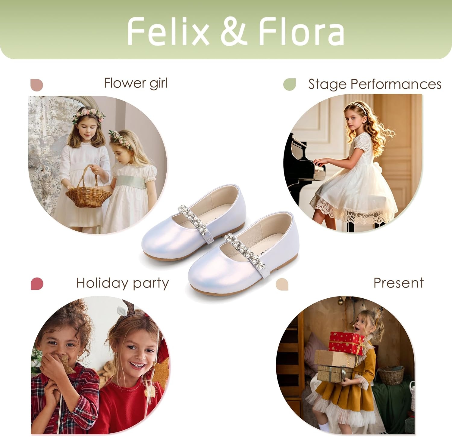 image:imageFelix amp Flora Girls Toddler Little Ballet Shoes Flower Girls Mary Jane Flats Dress Shoes Party WeddingB862pearl Purple