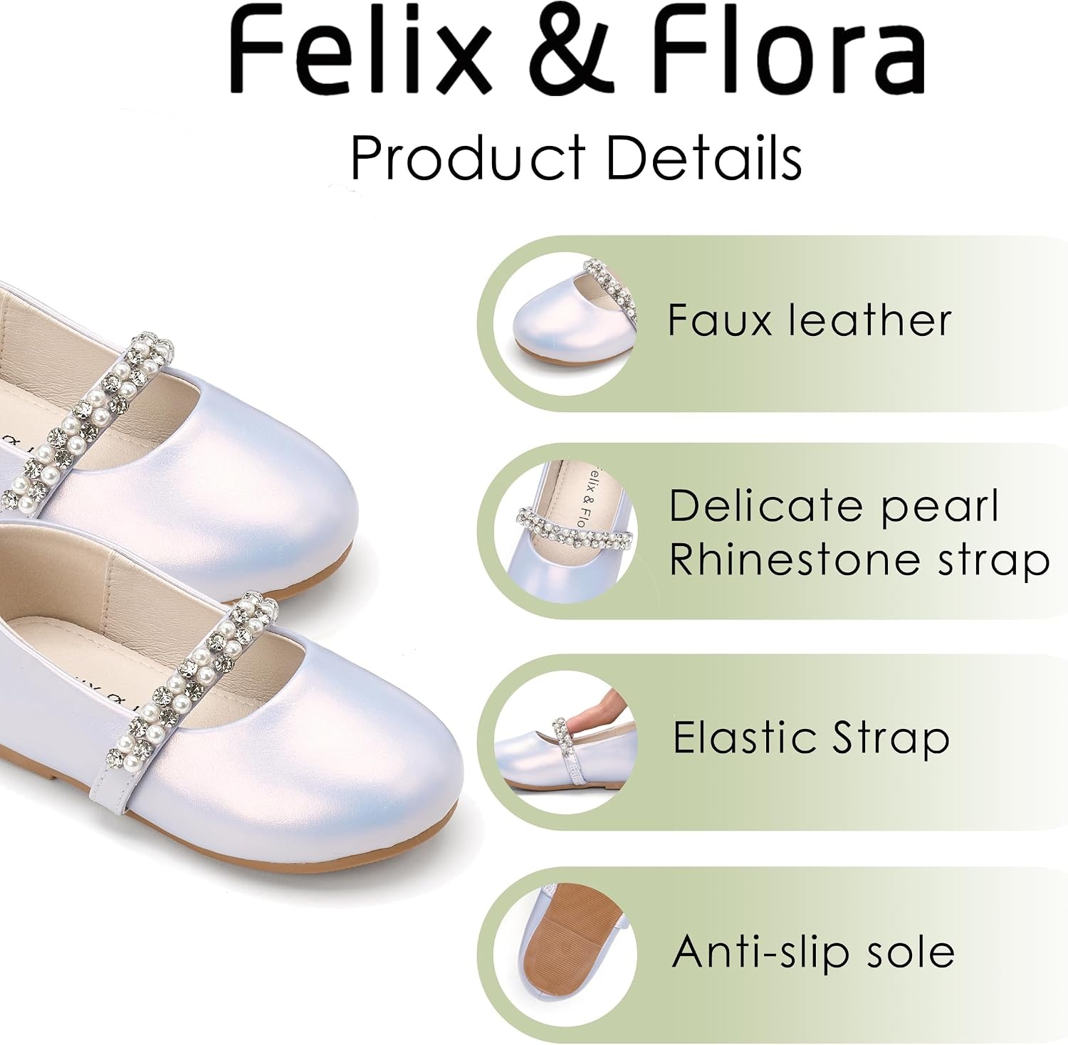 image:imageFelix amp Flora Girls Toddler Little Ballet Shoes Flower Girls Mary Jane Flats Dress Shoes Party WeddingB862pearl Purple