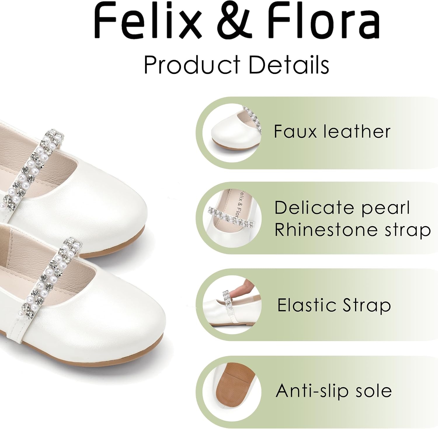image:imageFelix amp Flora Girls Toddler Little Ballet Shoes Flower Girls Mary Jane Flats Dress Shoes Party WeddingB862pearl White