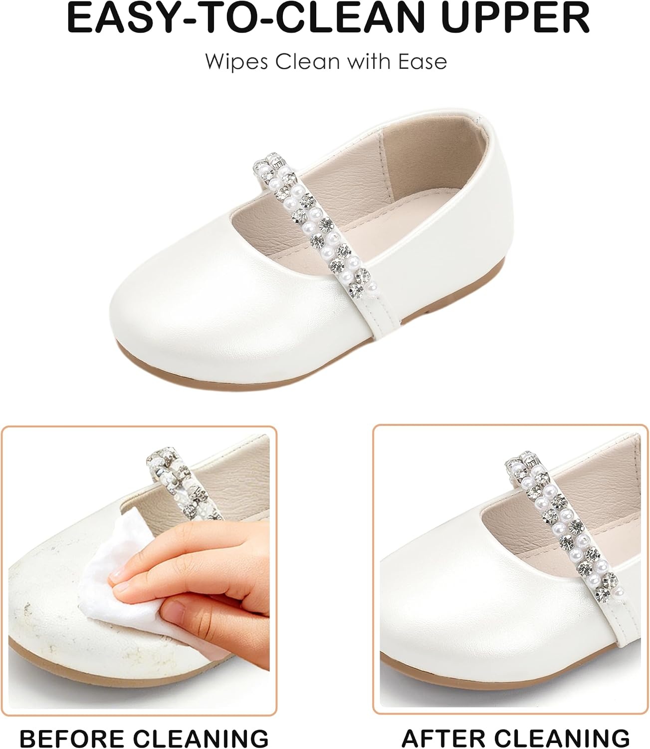 image:imageFelix amp Flora Girls Toddler Little Ballet Shoes Flower Girls Mary Jane Flats Dress Shoes Party WeddingB862pearl White