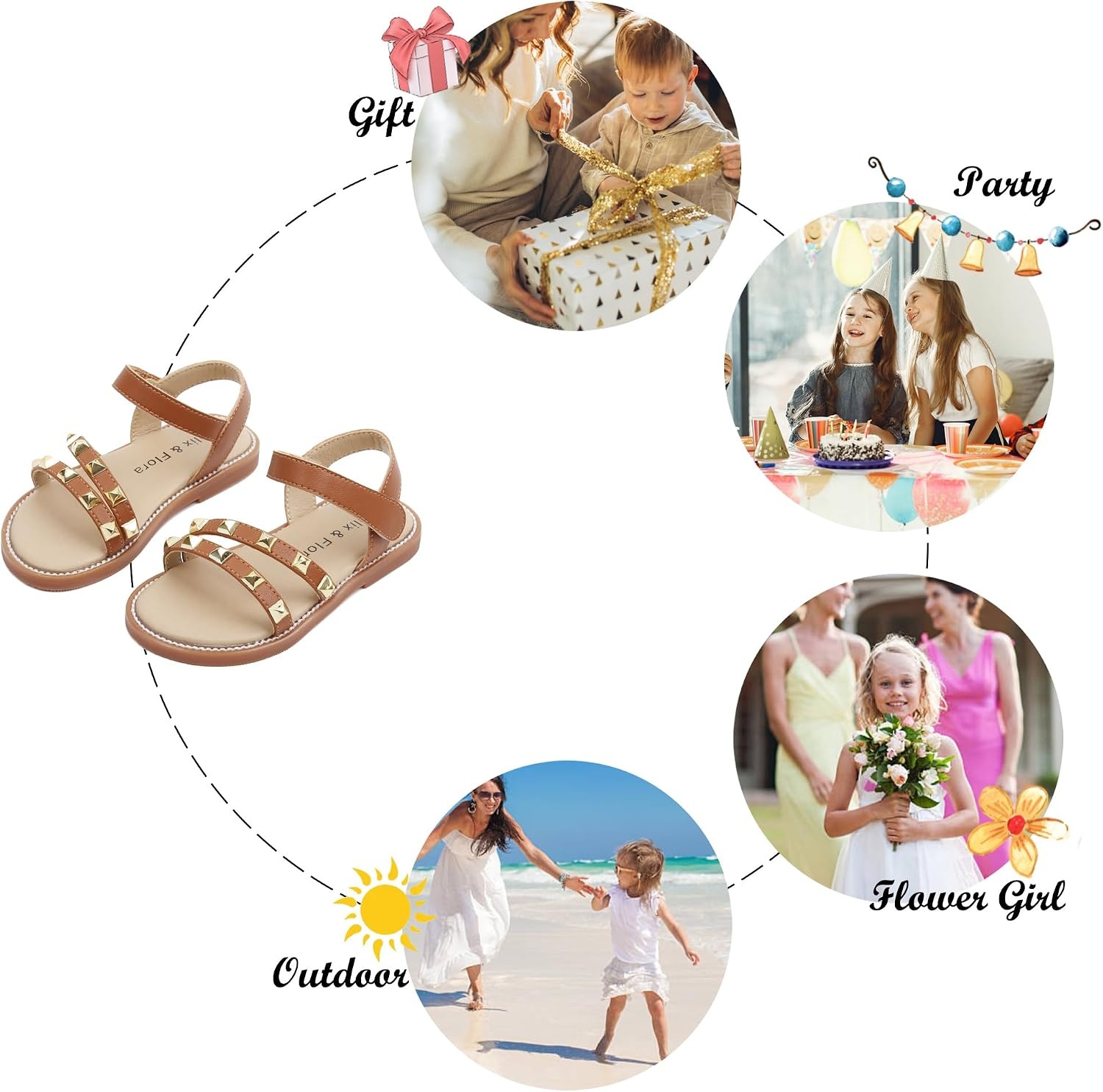 image:imageFelix amp Flora Toddler Girl Sandals Little Girl Easter Dress Shoes Lightweight Open Toe Beach Holiday FlatsBc292brown