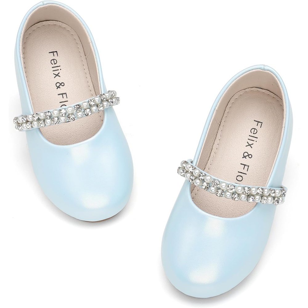 image:imageFelix amp Flora Girls Toddler Little Ballet Shoes Flower Girls Mary Jane Flats Dress Shoes Party WeddingB862pearl Blue