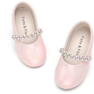 Felix & Flora Girls Toddler Little Ballet Shoes – Flower Girls Mary Jane Flats Dress Shoes Party Wedding(B862-pearl Pink)