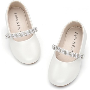 Felix & Flora Girls Toddler Little Ballet Shoes – Flower Girls Mary Jane Flats Dress Shoes Party Wedding(B862-pearl White)