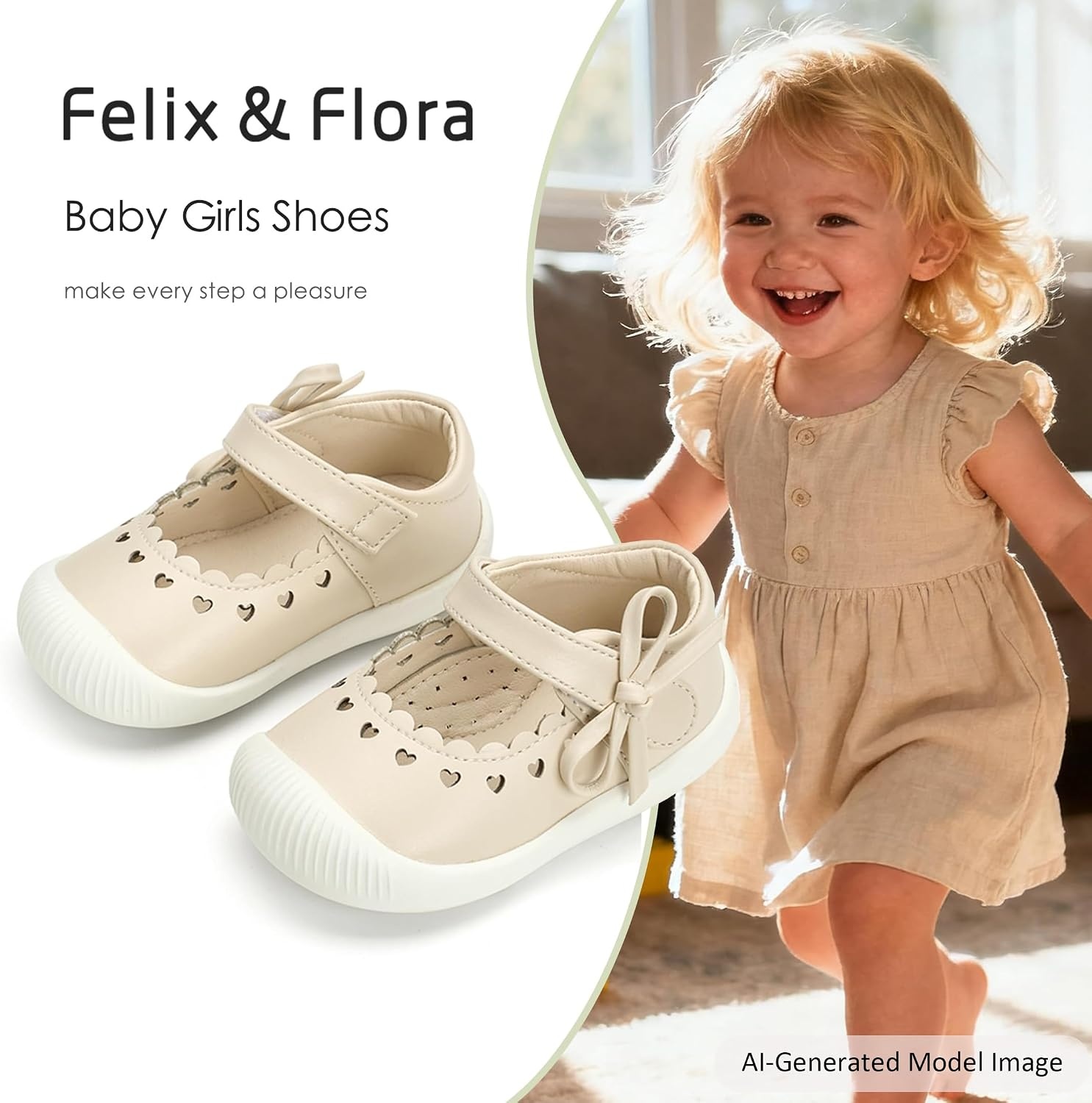 image:imageFelix amp Flora Soft Sole Baby Dress Shoes Infant Baby Walking Shoes Moccasinss Rubber Sole Crib ShoesByb06beige