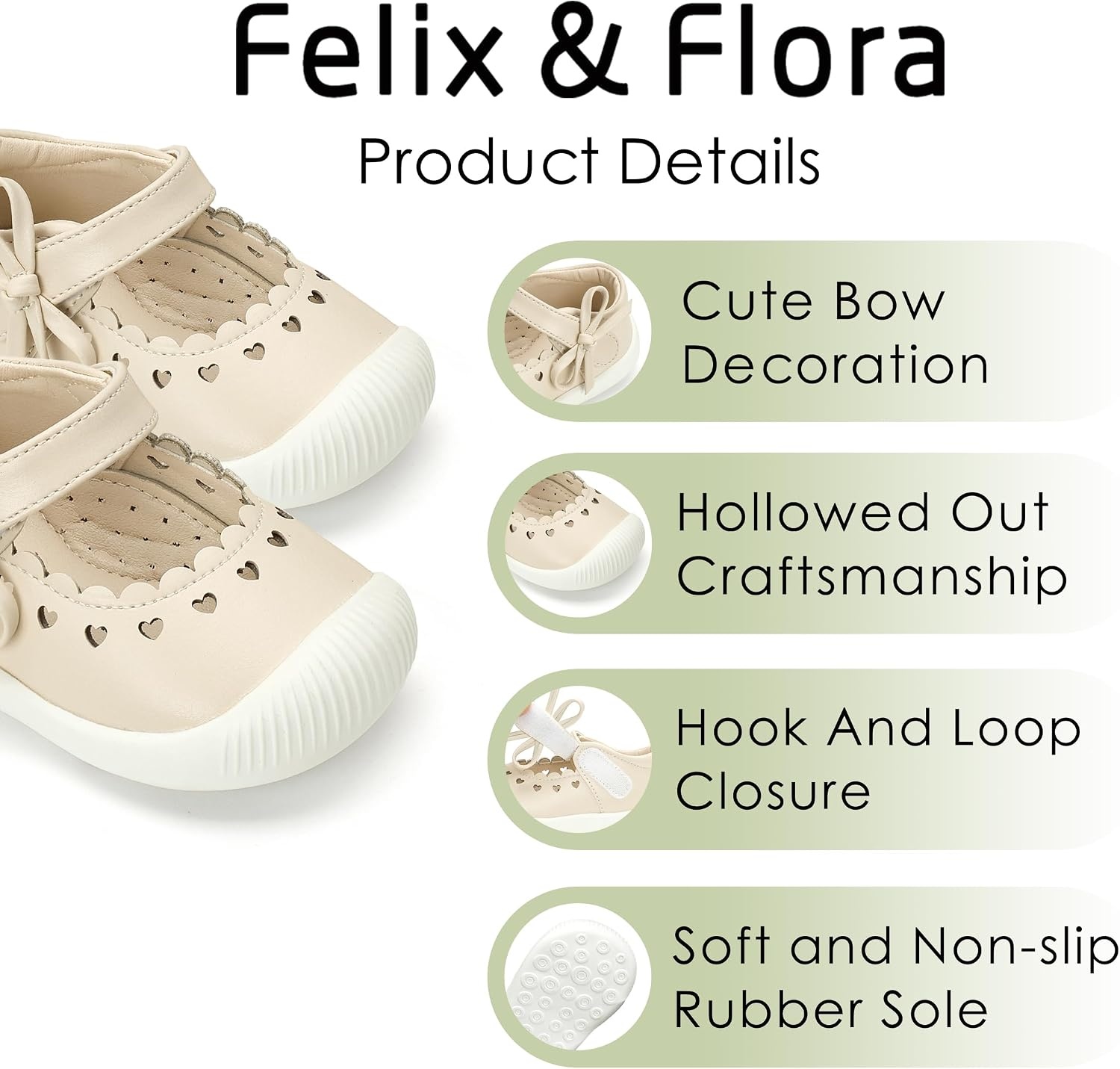 image:imageFelix amp Flora Soft Sole Baby Dress Shoes Infant Baby Walking Shoes Moccasinss Rubber Sole Crib ShoesByb06beige