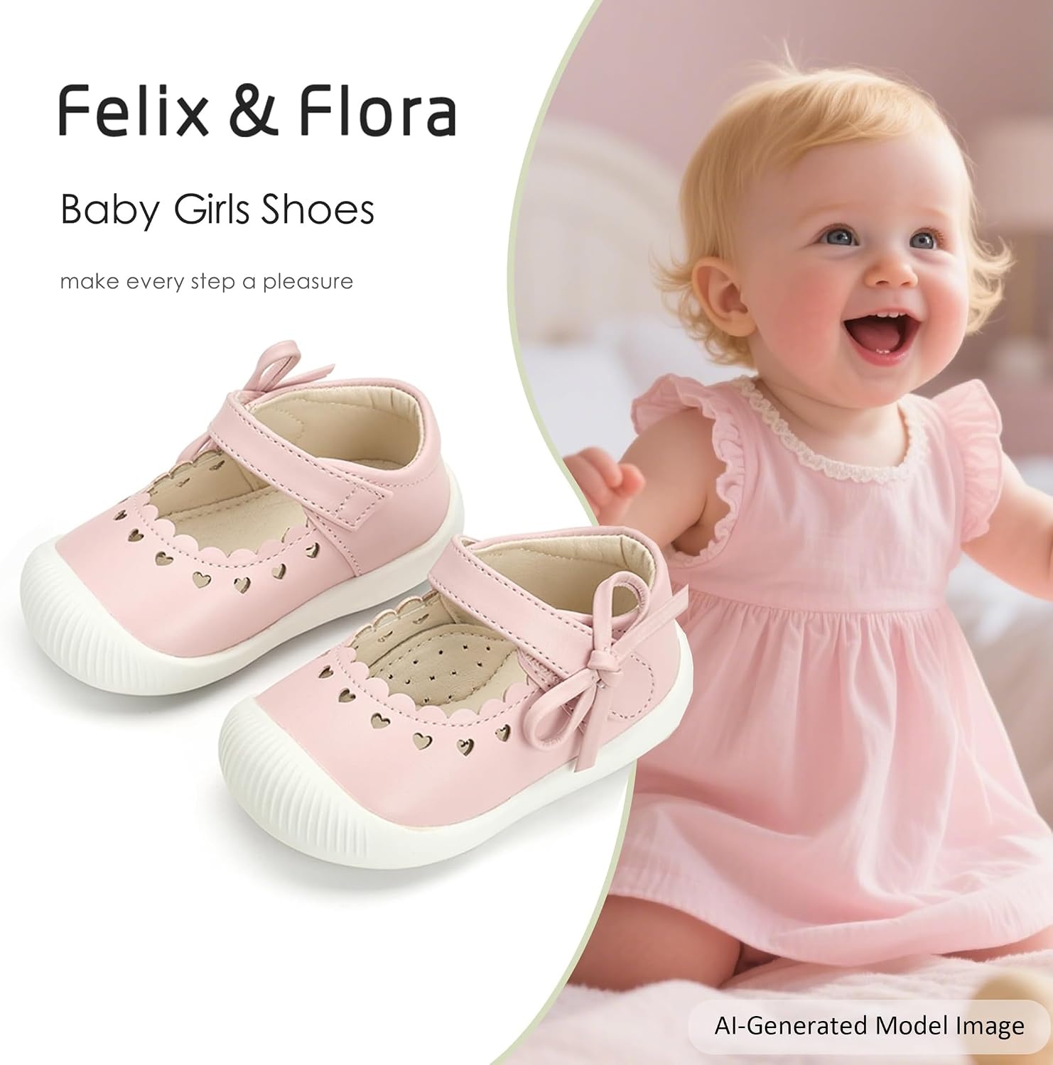 image:imageFelix amp Flora Soft Sole Baby Dress Shoes Infant Baby Walking Shoes Moccasinss Rubber Sole Crib ShoesByb06pink