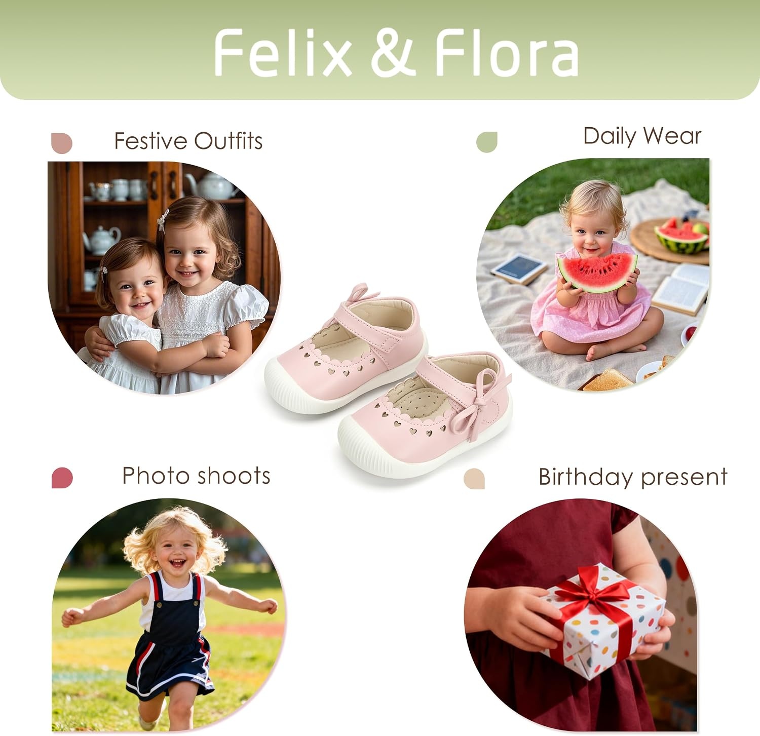 image:imageFelix amp Flora Soft Sole Baby Dress Shoes Infant Baby Walking Shoes Moccasinss Rubber Sole Crib ShoesByb06pink