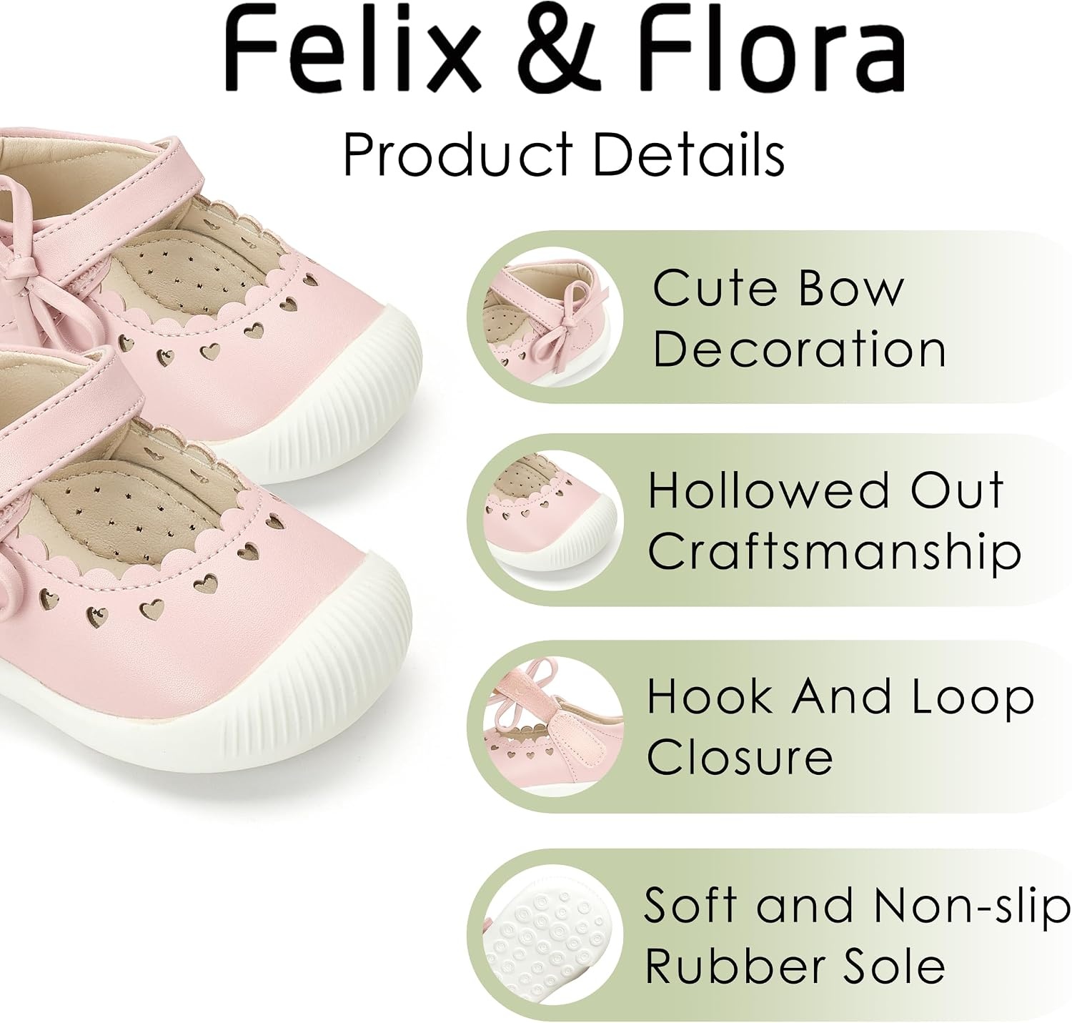 image:imageFelix amp Flora Soft Sole Baby Dress Shoes Infant Baby Walking Shoes Moccasinss Rubber Sole Crib ShoesByb06pink