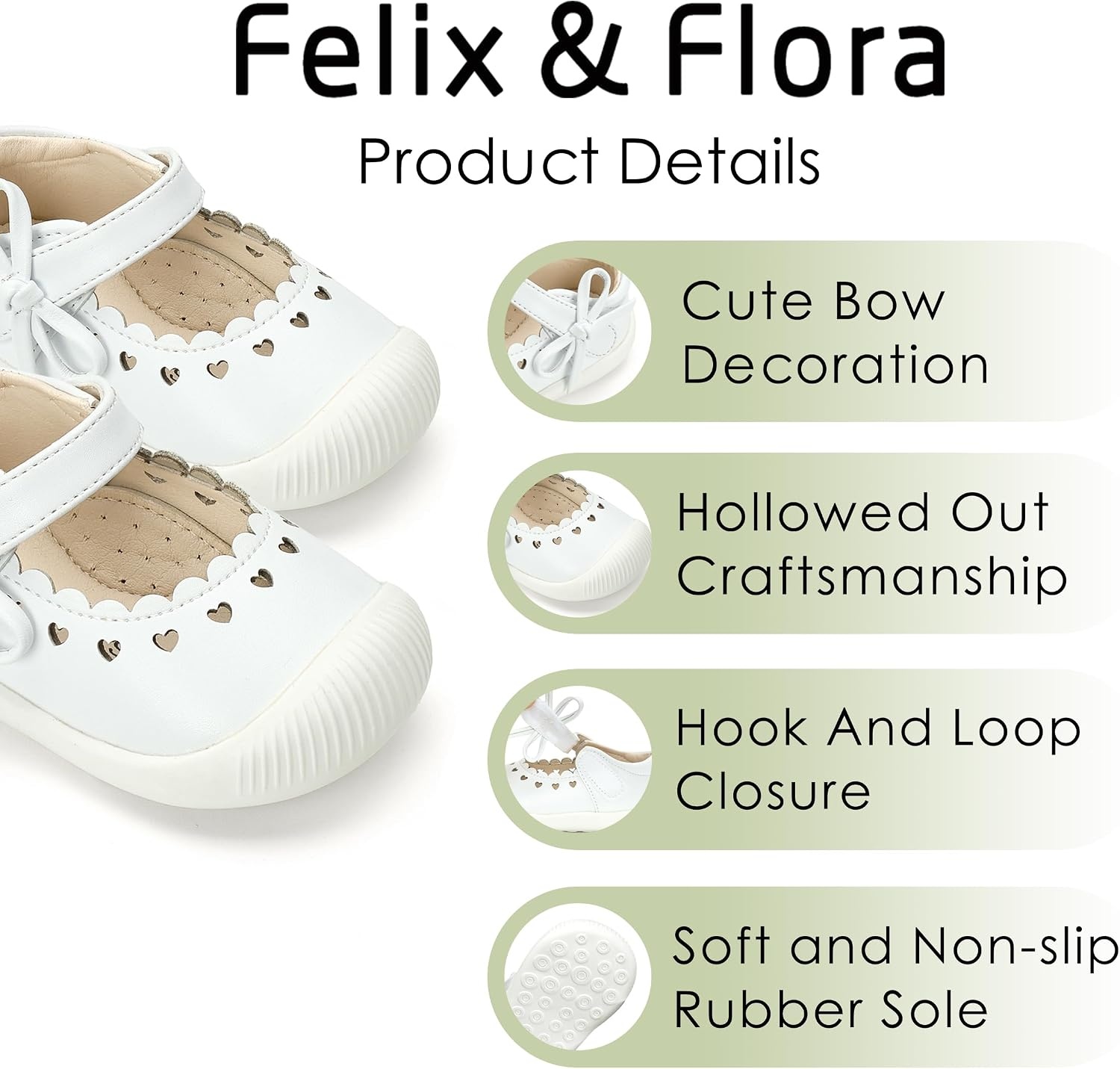 image:imageFelix amp Flora Soft Sole Baby Dress Shoes Infant Baby Walking Shoes Moccasinss Rubber Sole Crib ShoesByb06white
