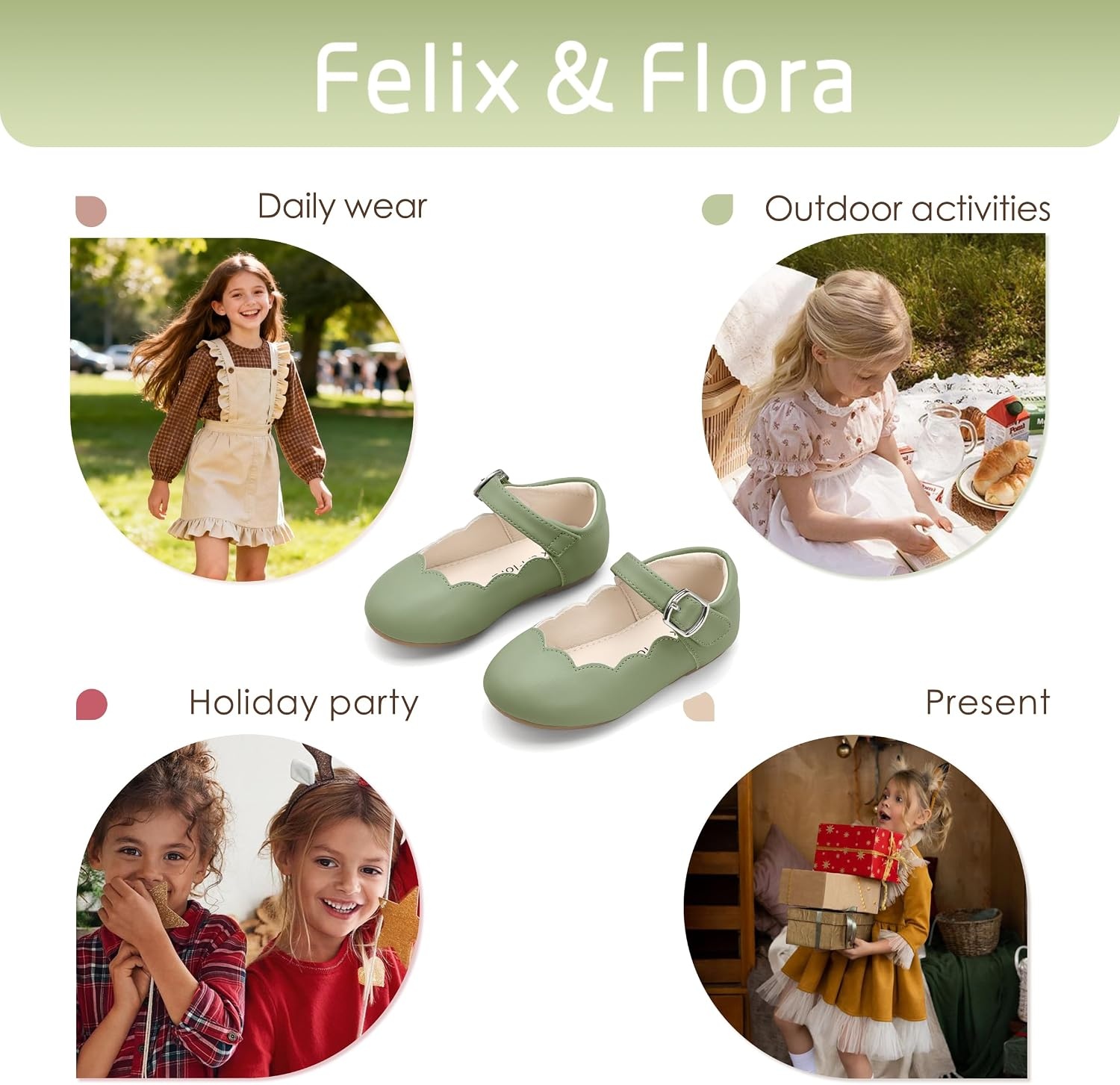image:imageFelix amp Flora Toddler Flower Girl Dress Shoes Baby Girl Ballet Mary Jane Flats for Party School WeddingSpring Green