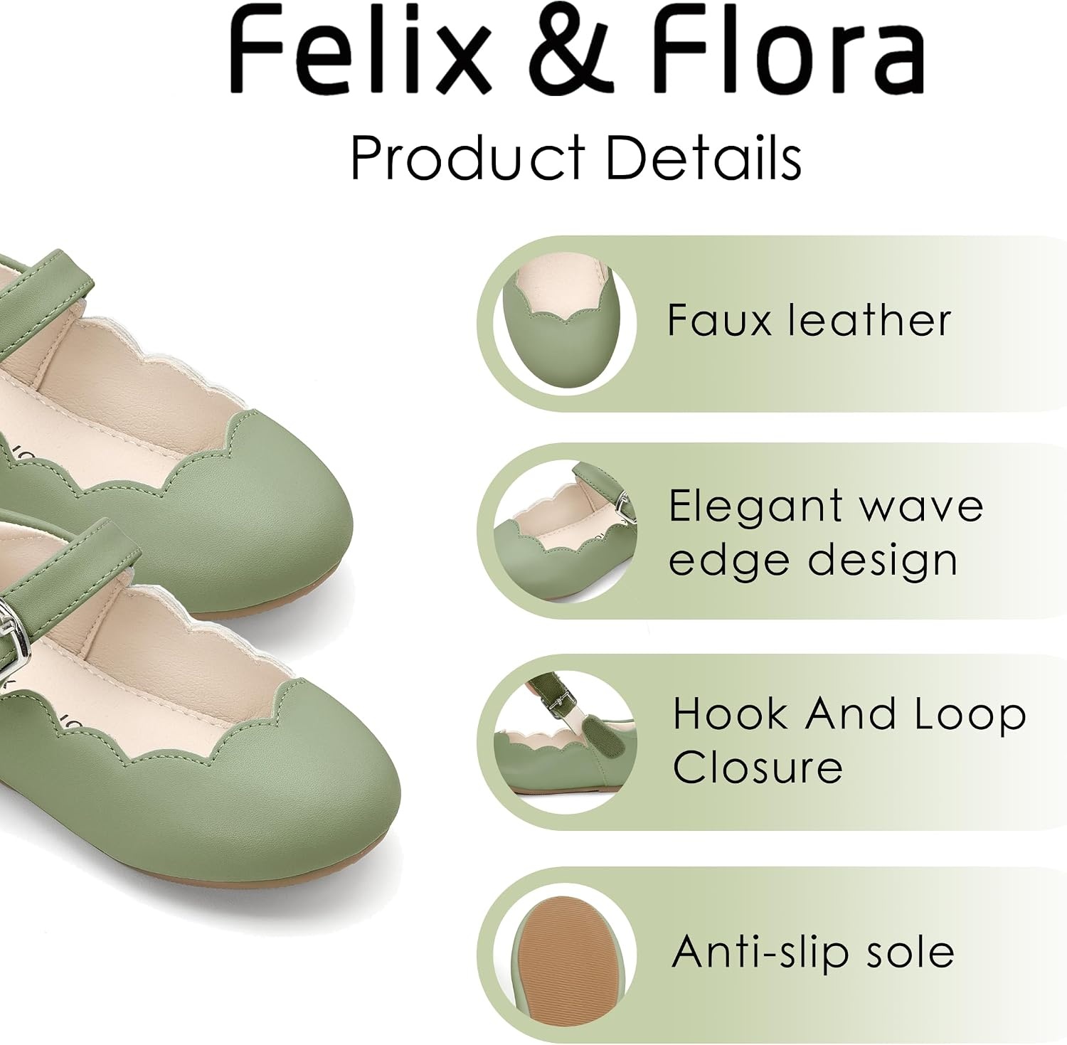 image:imageFelix amp Flora Toddler Flower Girl Dress Shoes Baby Girl Ballet Mary Jane Flats for Party School WeddingSpring Green