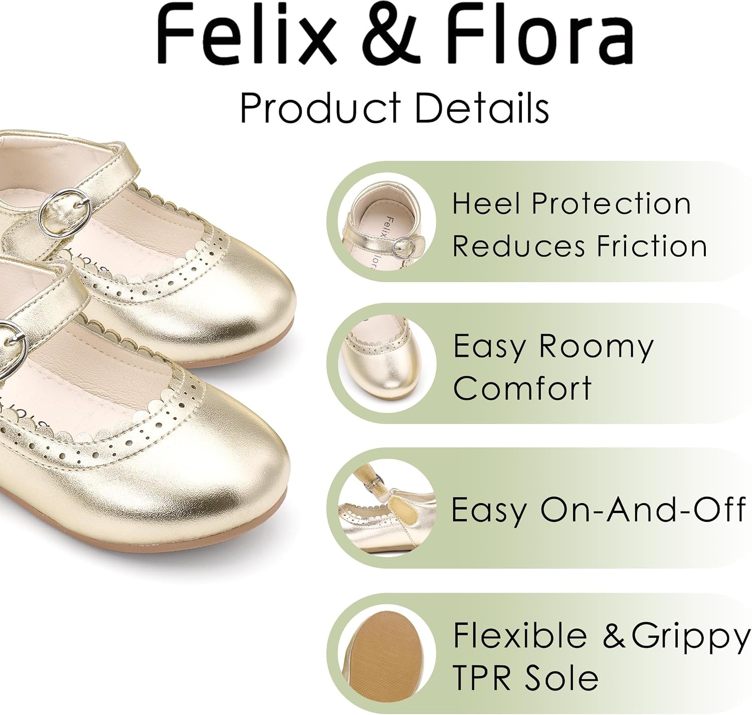 image:imageFelix amp Flora Toddler Girl Dress Shoes Flower Girl Ballet Flats School Wedding PartyBf19bright Gold