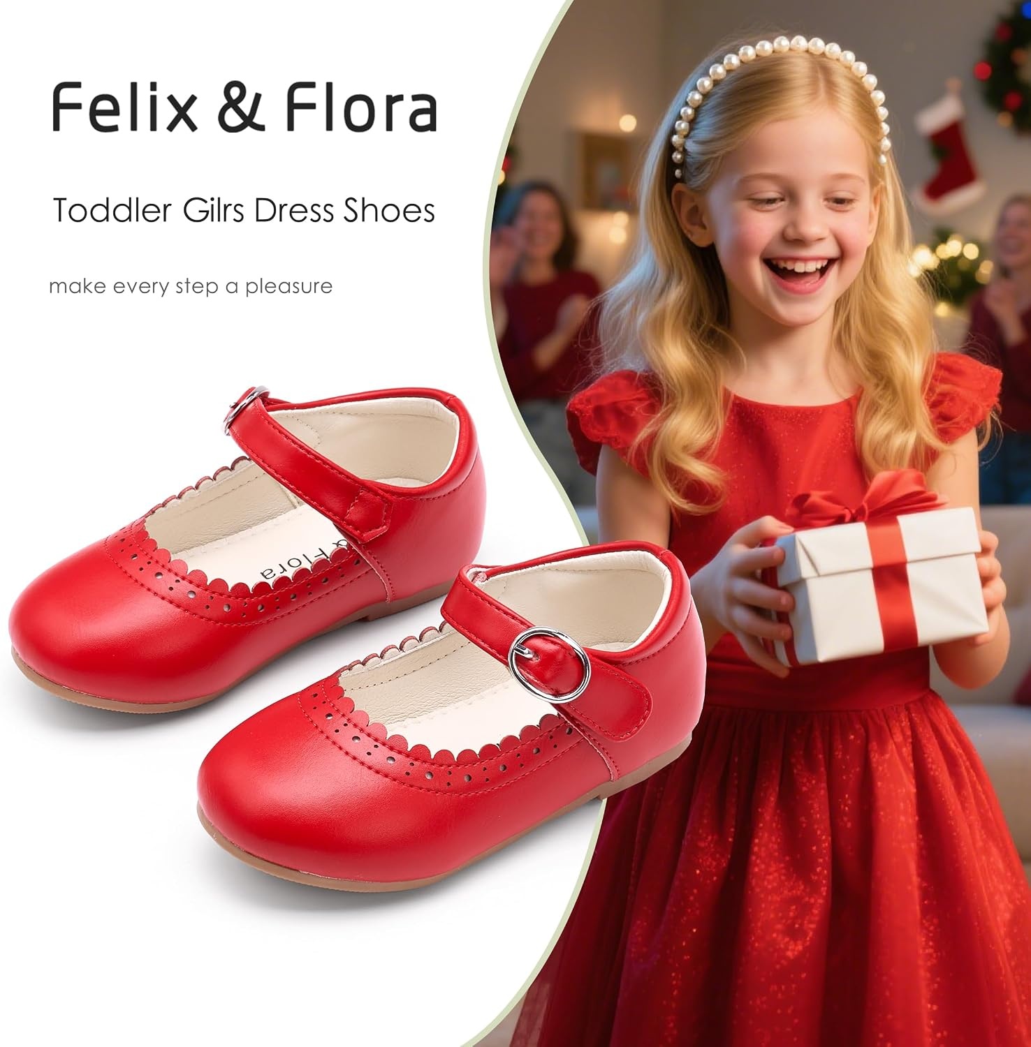 image:imageFelix amp Flora Toddler Girl Dress Shoes Flower Girl Ballet Flats School Wedding PartyBf19red