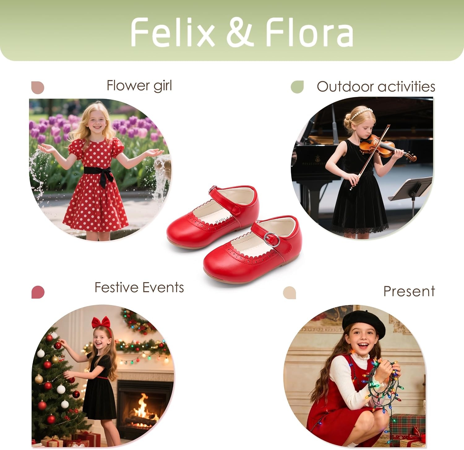 image:imageFelix amp Flora Toddler Girl Dress Shoes Flower Girl Ballet Flats School Wedding PartyBf19red