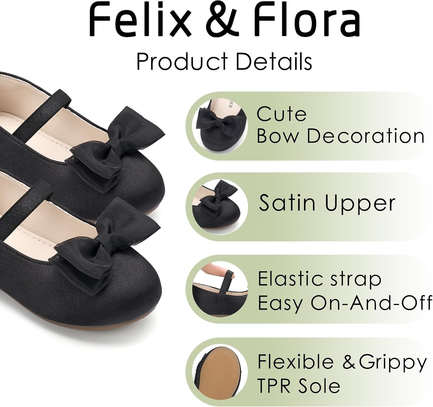 image:imageFelix amp Flora Toddler Girl Dress Shoes Flower Girl Ballet Flats School Wedding PartyBf34black