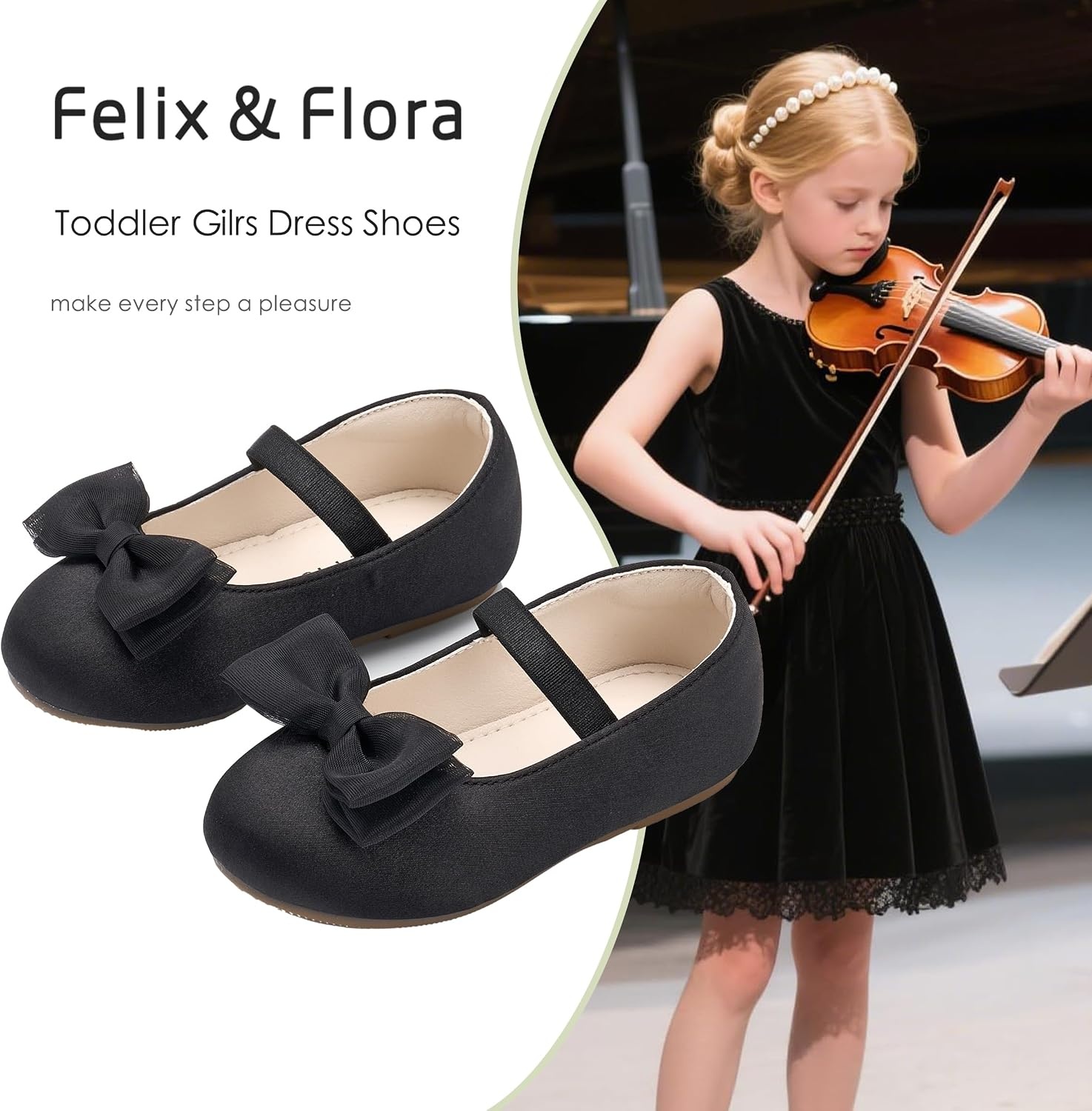 image:imageFelix amp Flora Toddler Girl Dress Shoes Flower Girl Ballet Flats School Wedding PartyBf34black