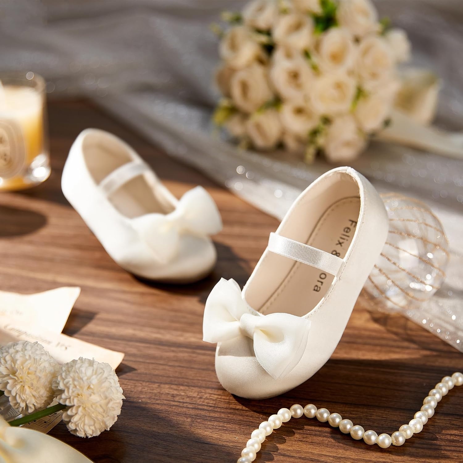image:imageFelix amp Flora Toddler Girl Dress Shoes Flower Girl Ballet Flats School Wedding PartyBf34ivory White